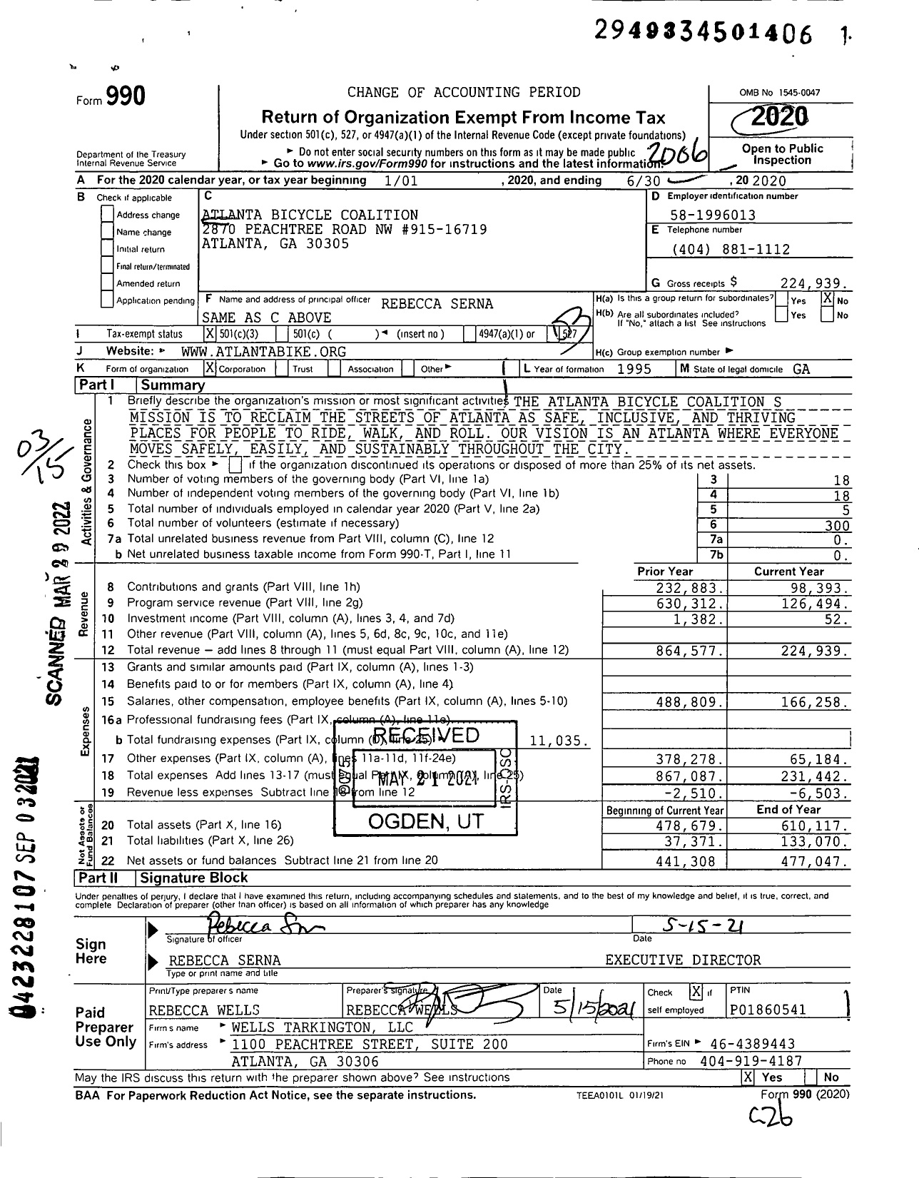 Image of first page of 2019 Form 990 for Propel Atl