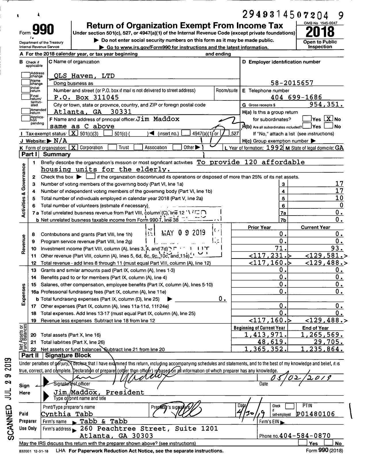 Image of first page of 2018 Form 990 for QLS Haven