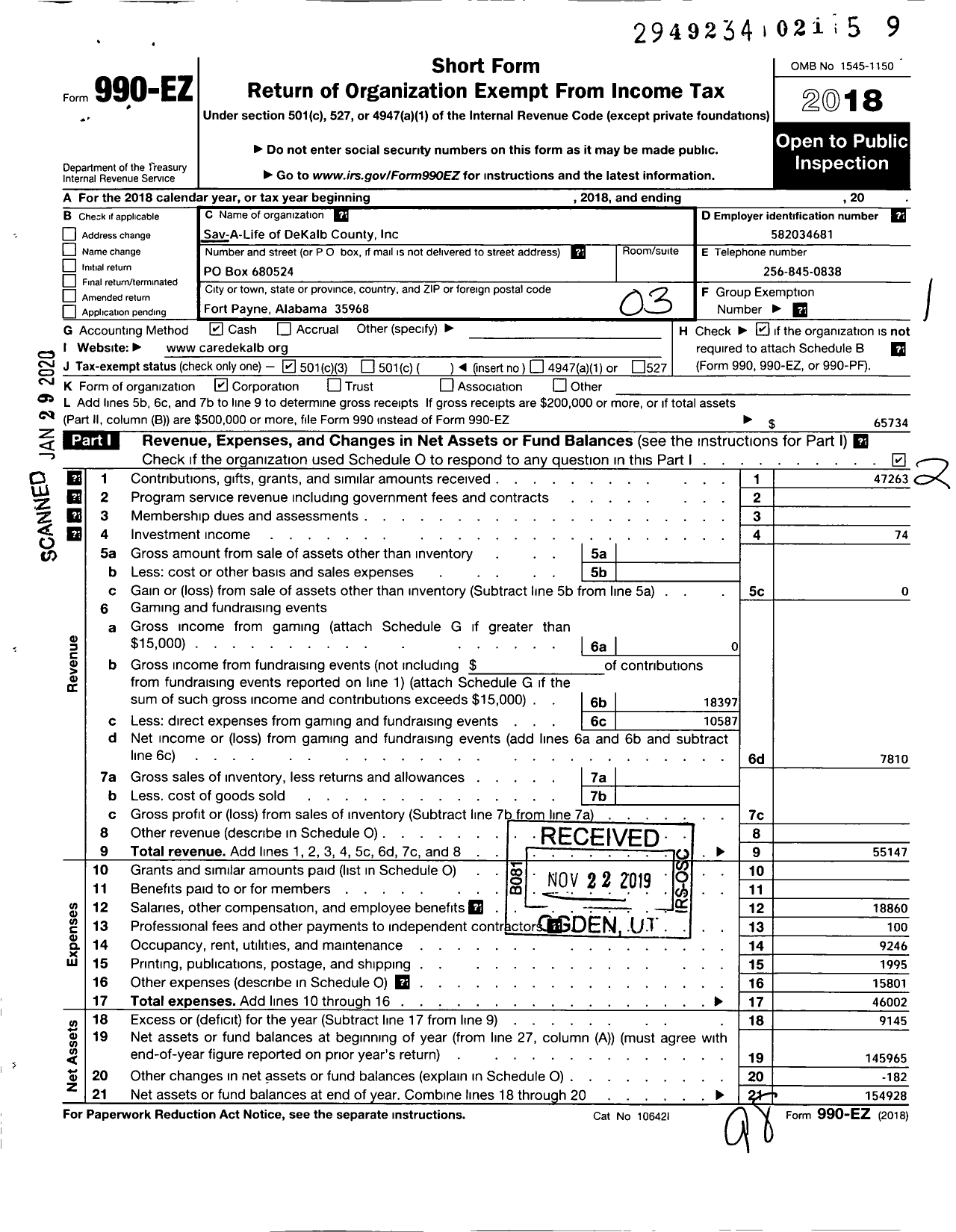 Image of first page of 2018 Form 990EZ for Womens Care Center