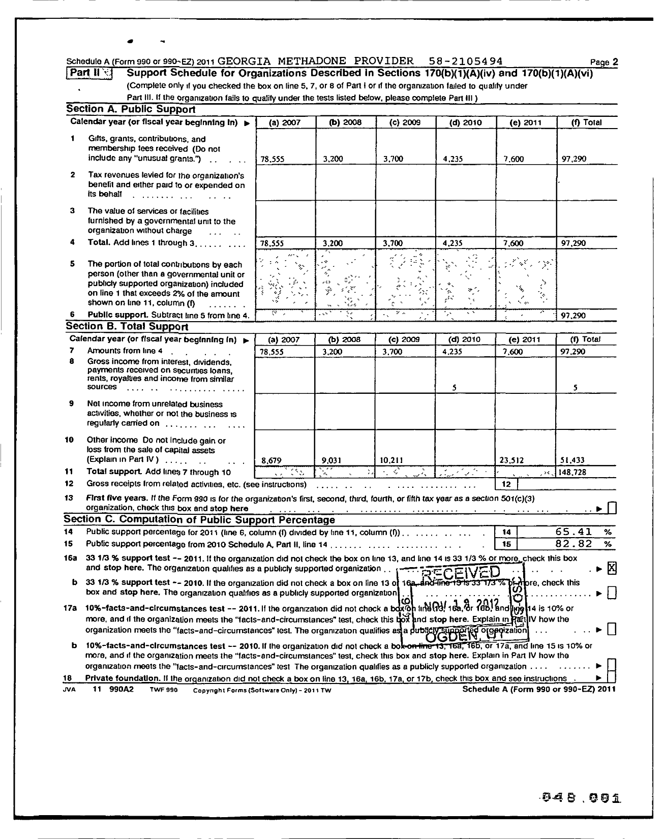 Image of first page of 2011 Form 990R for Opioid TRTMNT Providers of Ga