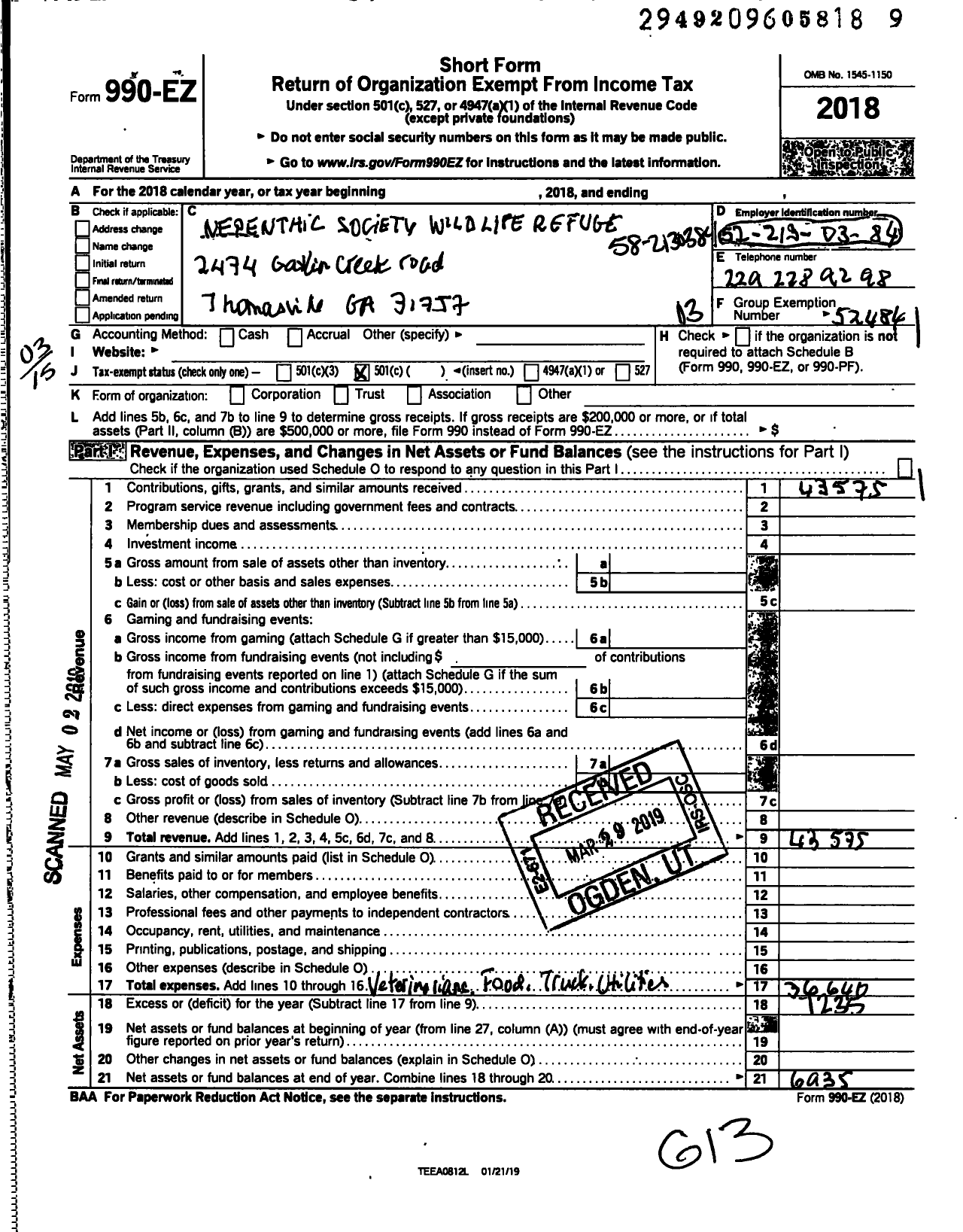 Image of first page of 2018 Form 990EZ for Nepenthic Society