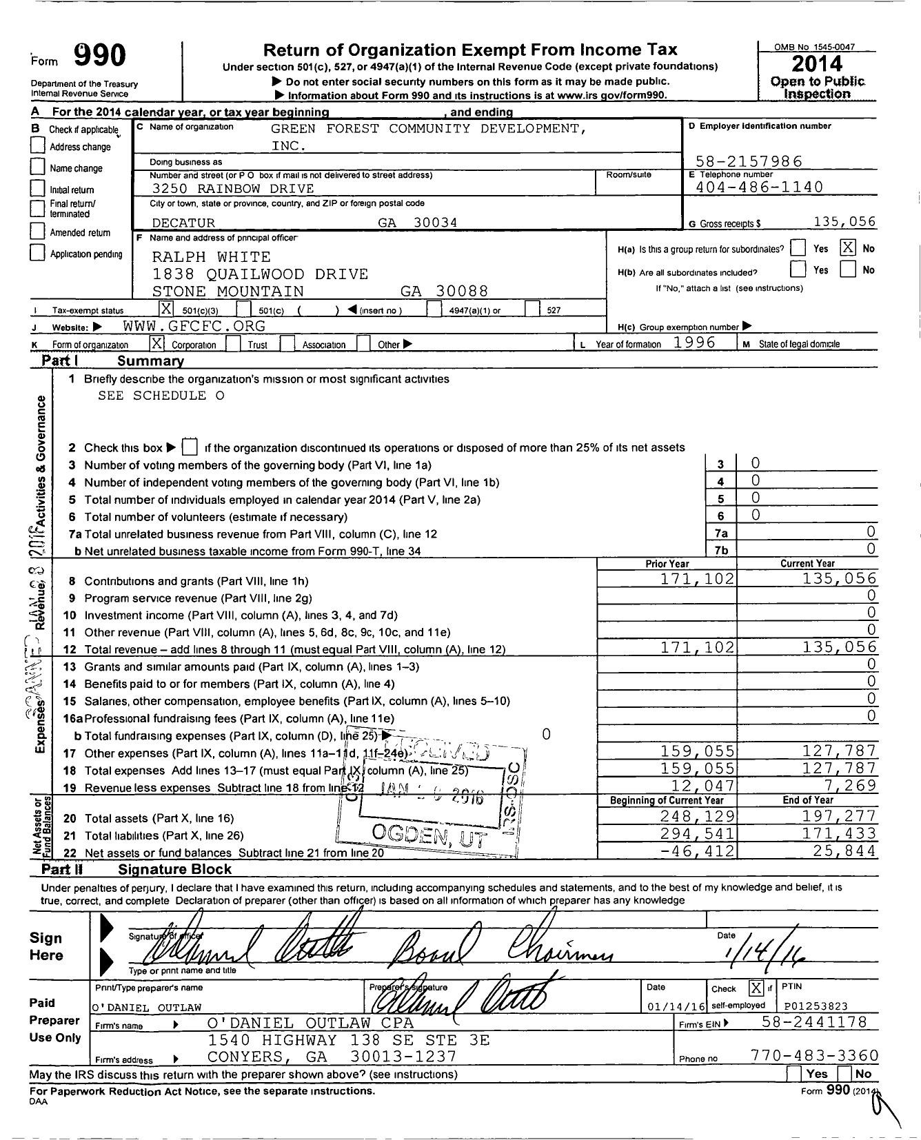 Image of first page of 2014 Form 990 for Greenforest Community Development Incorporated