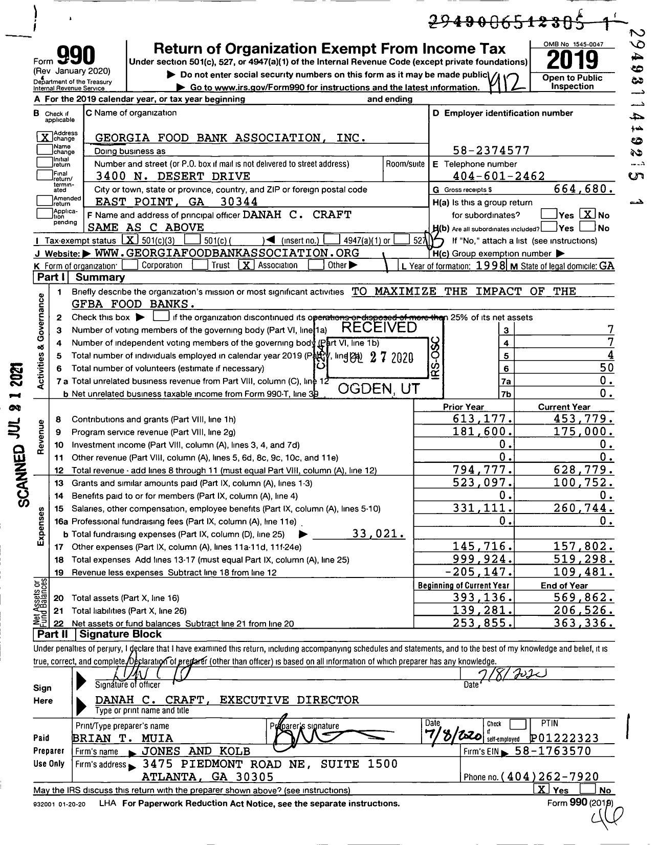 Image of first page of 2019 Form 990 for Feeding Georgia