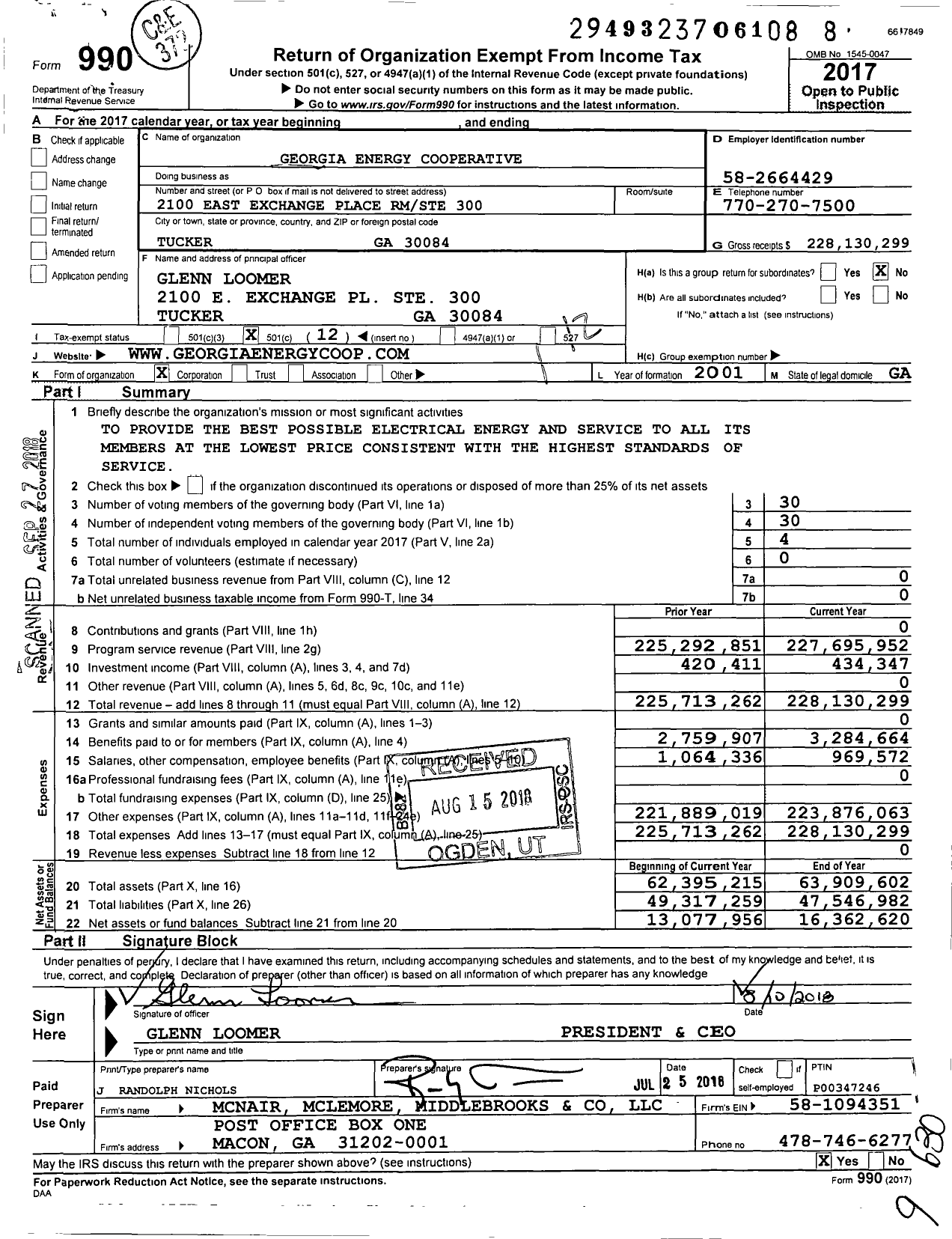 Image of first page of 2017 Form 990O for Georgia Energy Cooperative