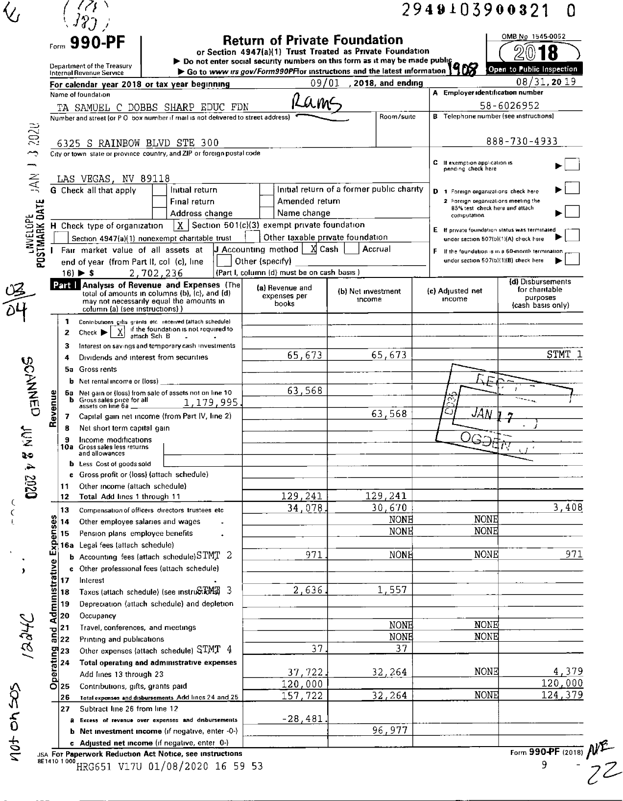 Image of first page of 2018 Form 990PR for Ta Samuel C Dobbs Sharp Educ Foundation