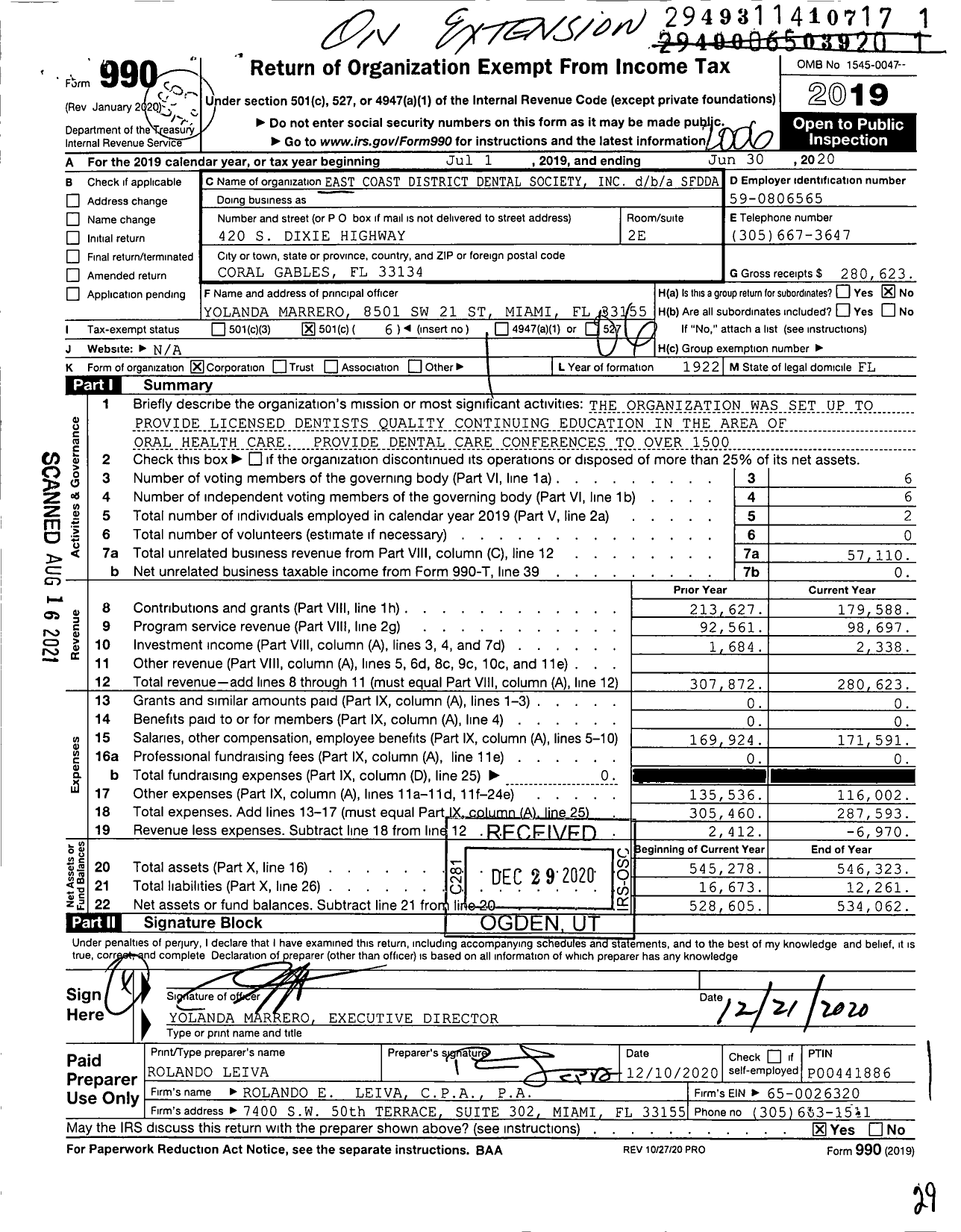 Image of first page of 2019 Form 990O for Sfdda