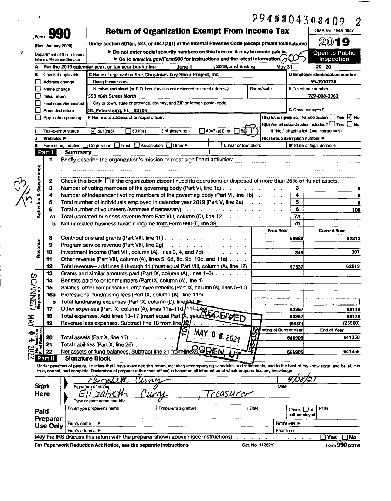 Image of first page of 2019 Form 990 for The Christmas Toy Shop Project