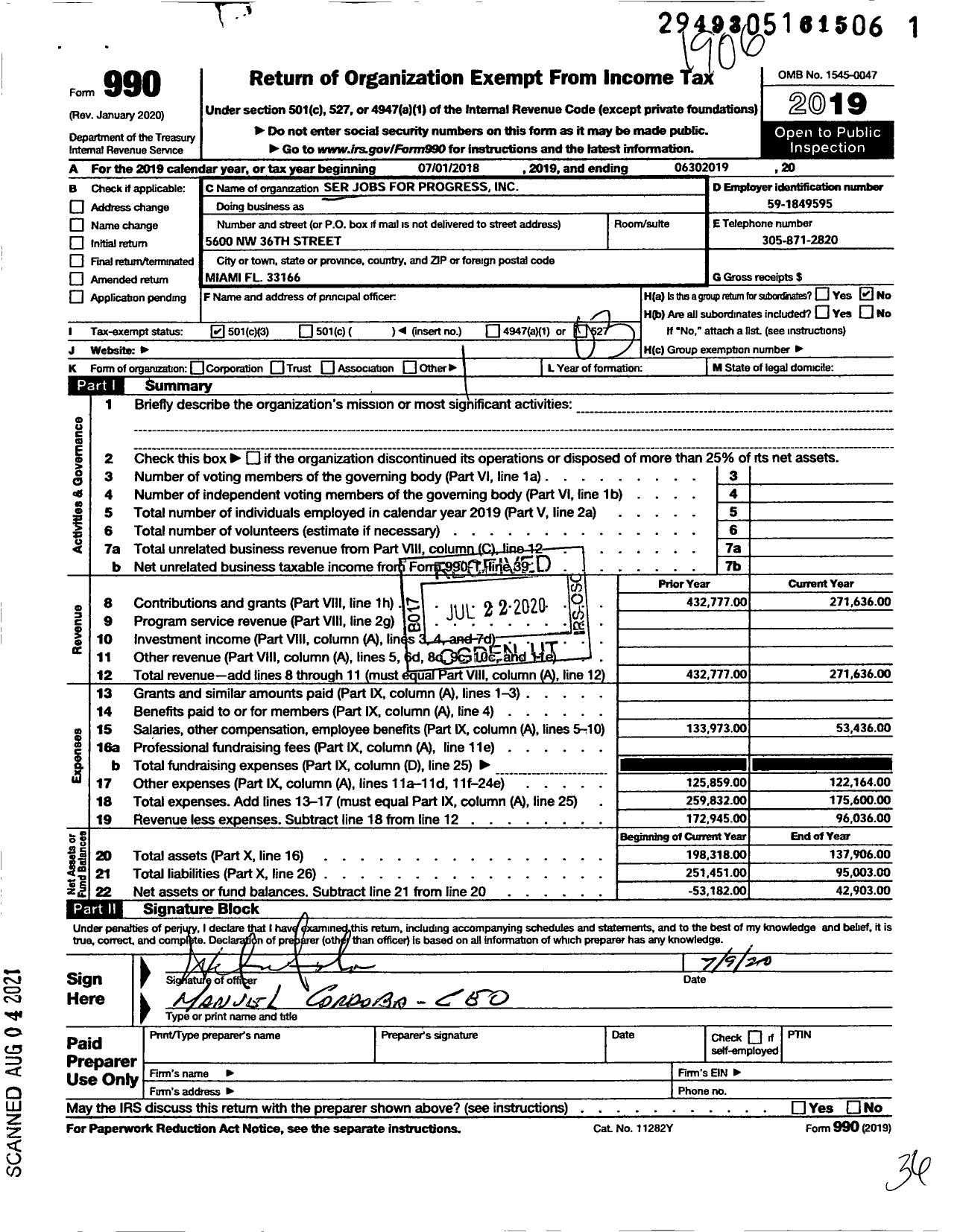 Image of first page of 2018 Form 990 for Ser-Jobs for Progress