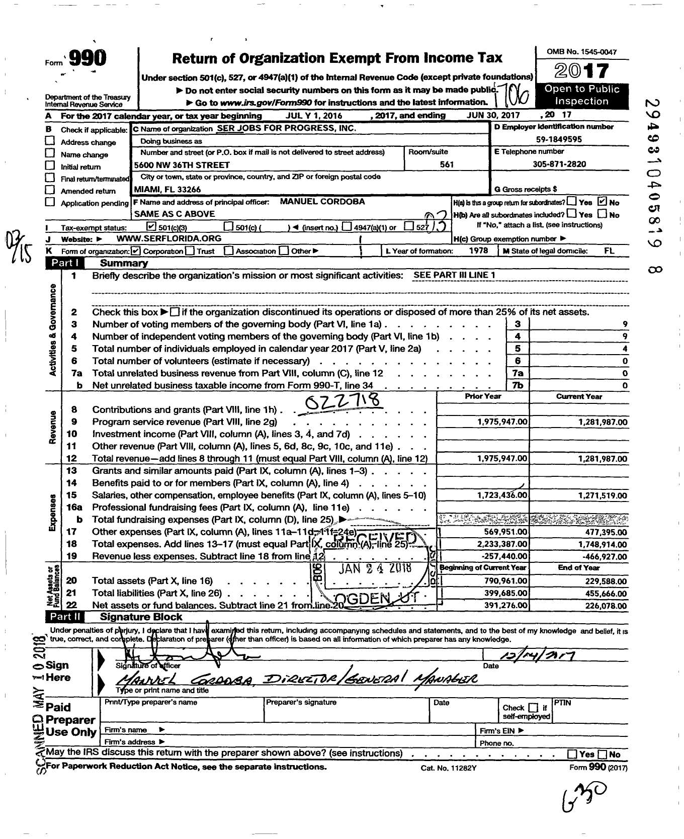 Image of first page of 2016 Form 990 for Ser-Jobs for Progress