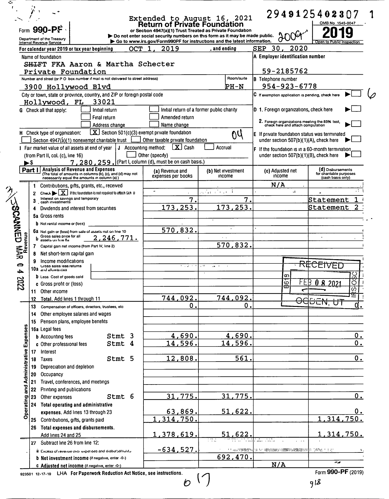 Image of first page of 2019 Form 990PF for Shift