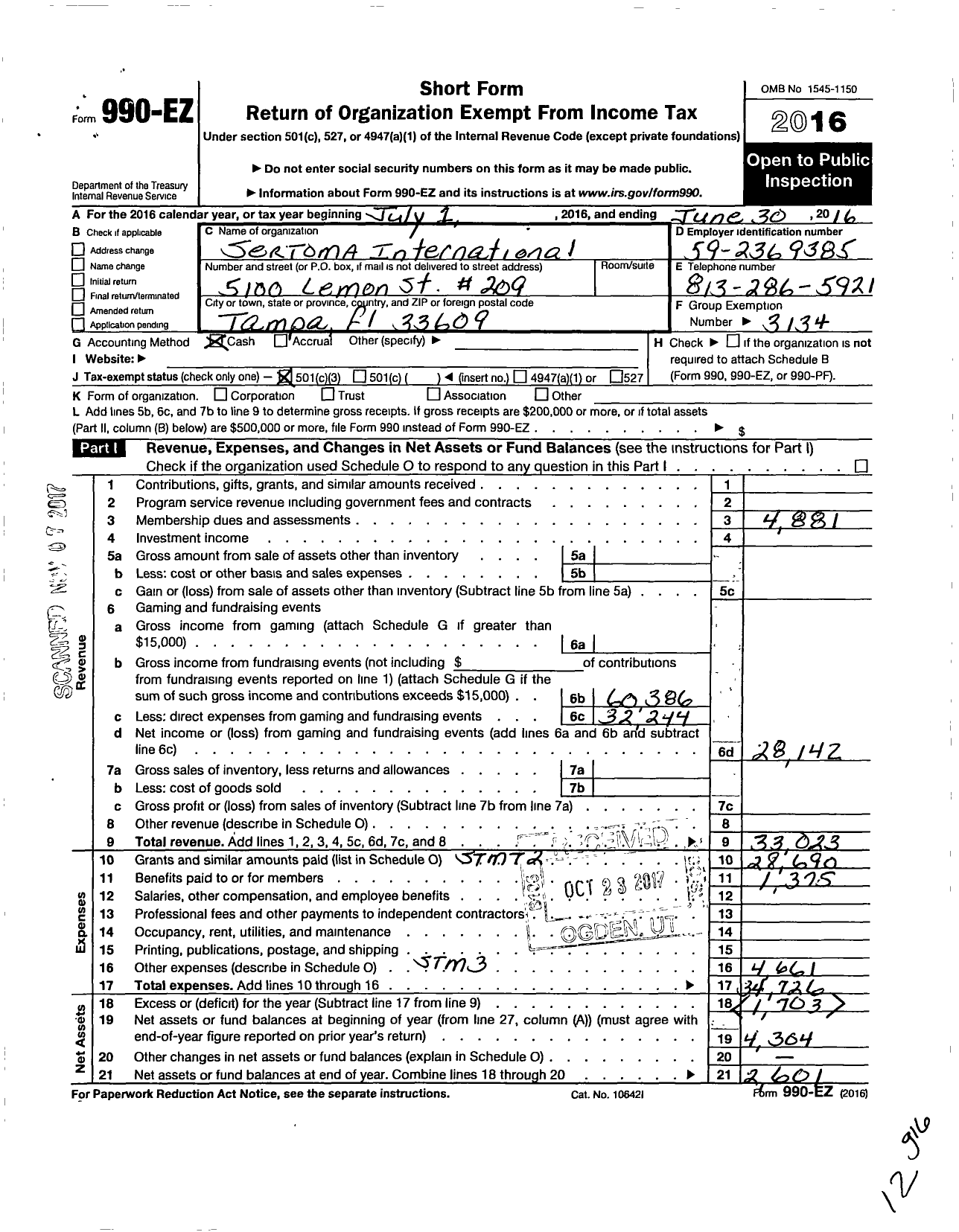 Image of first page of 2015 Form 990EZ for Sertoma - Breakfast Sertoma Club