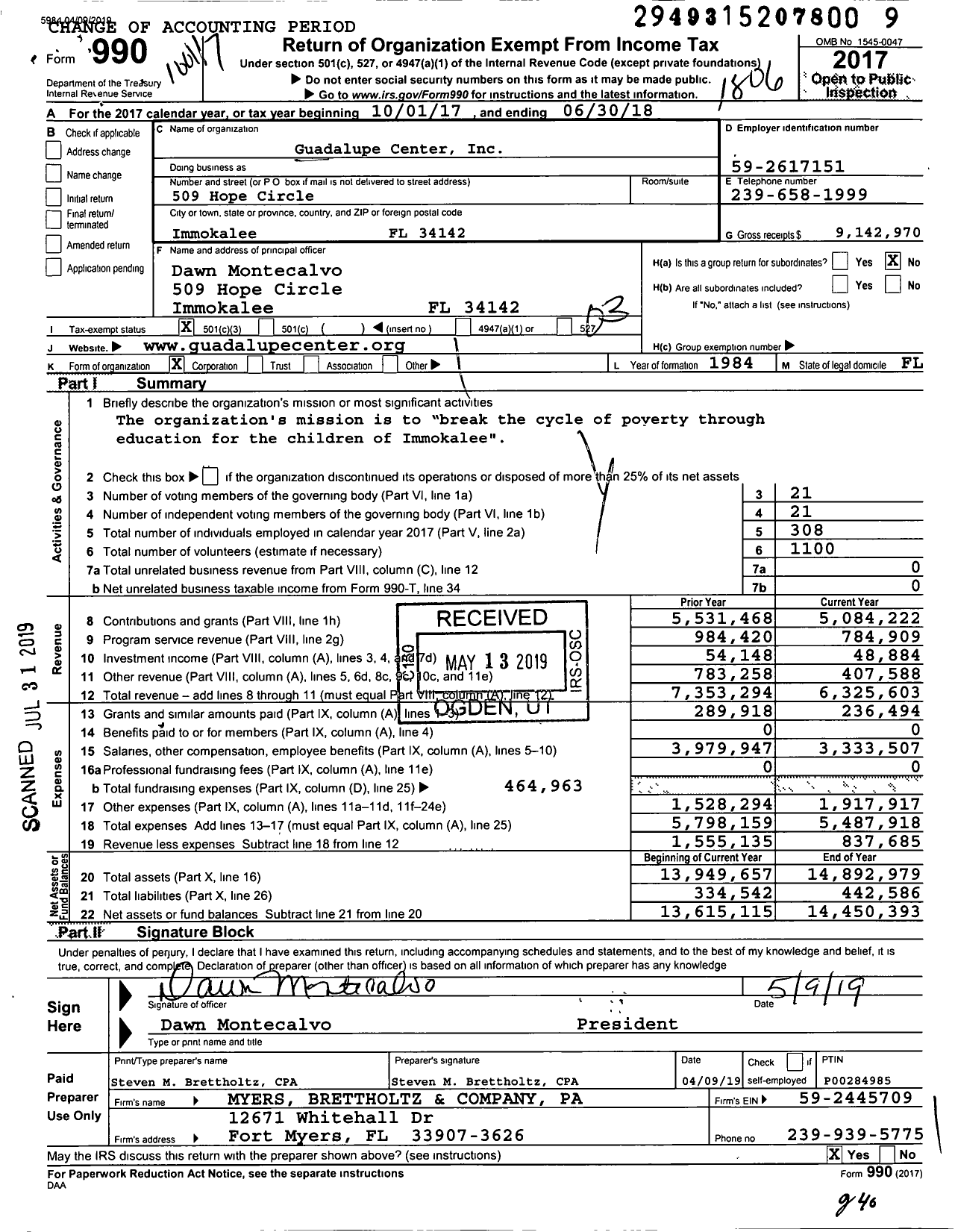 Image of first page of 2017 Form 990 for Guadalupe Center