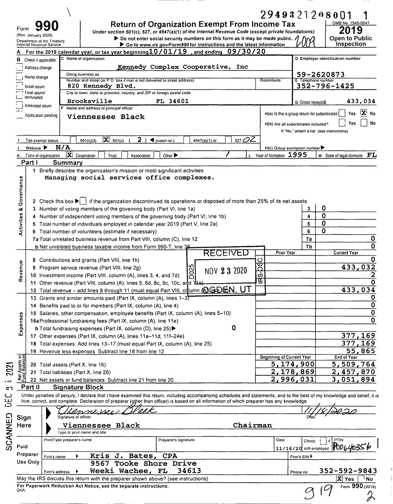 Image of first page of 2019 Form 990O for Kennedy Complex Cooperative