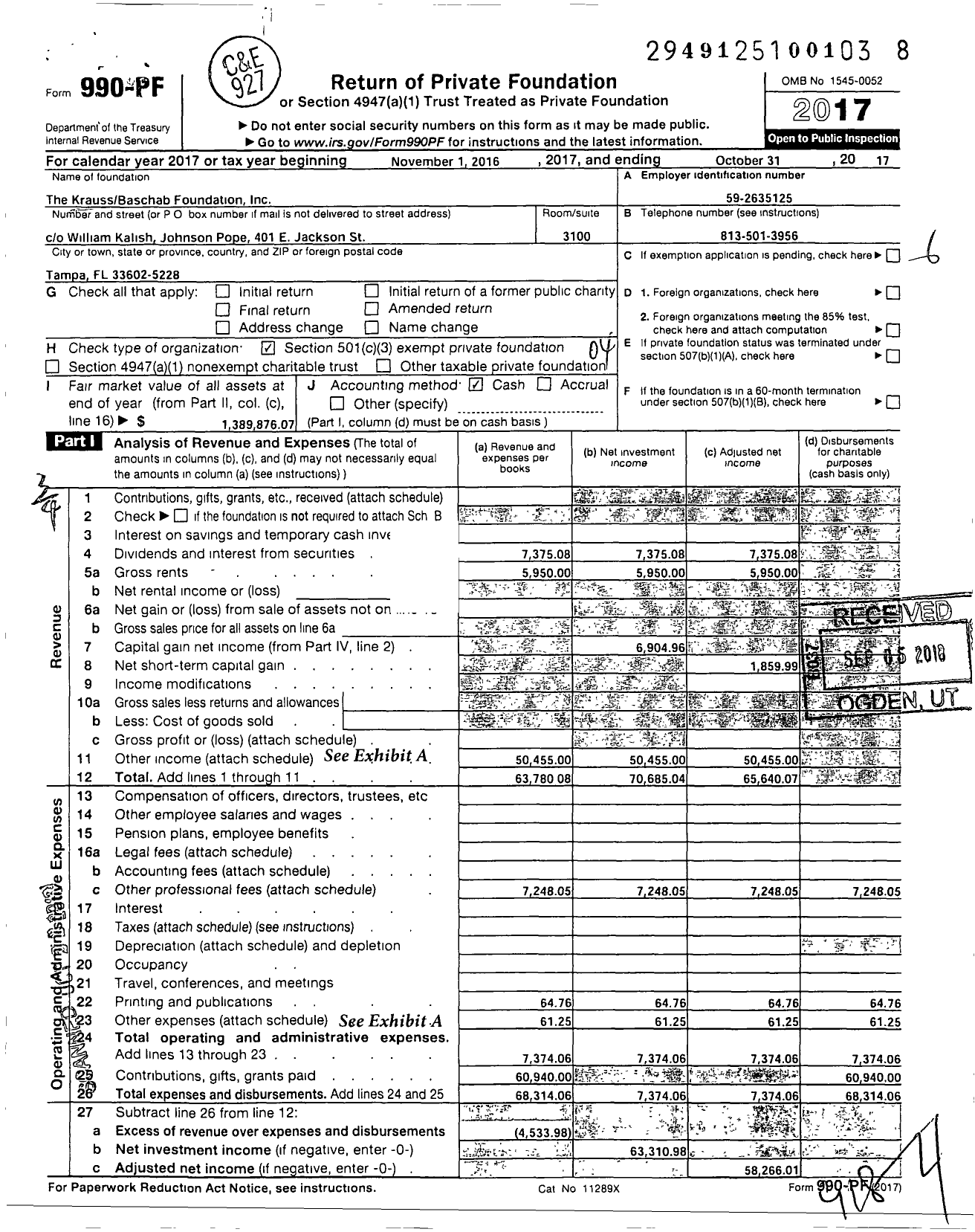 Image of first page of 2016 Form 990PF for The Kraussbaschab Foundation