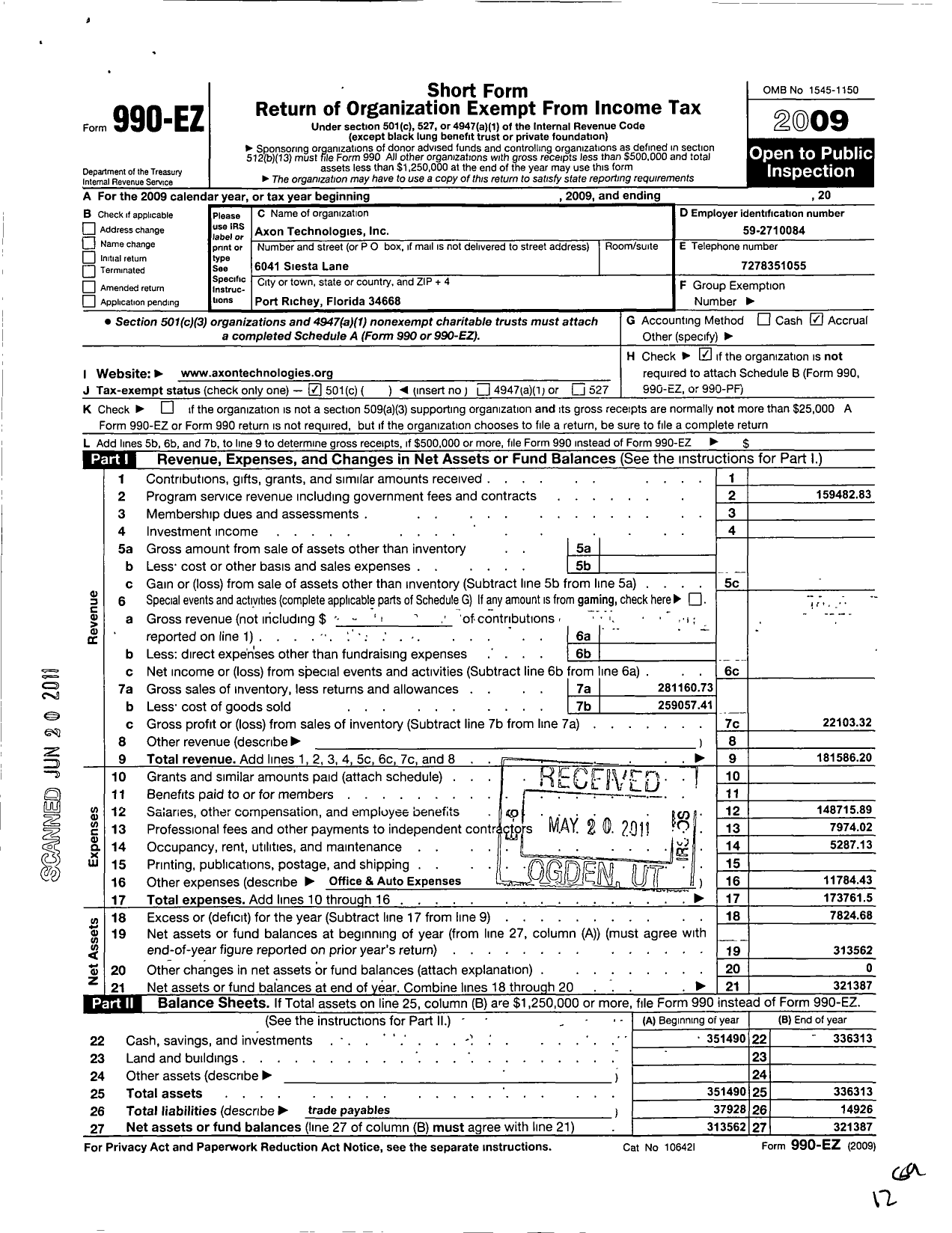 Image of first page of 2009 Form 990EZ for Kingdom Growers