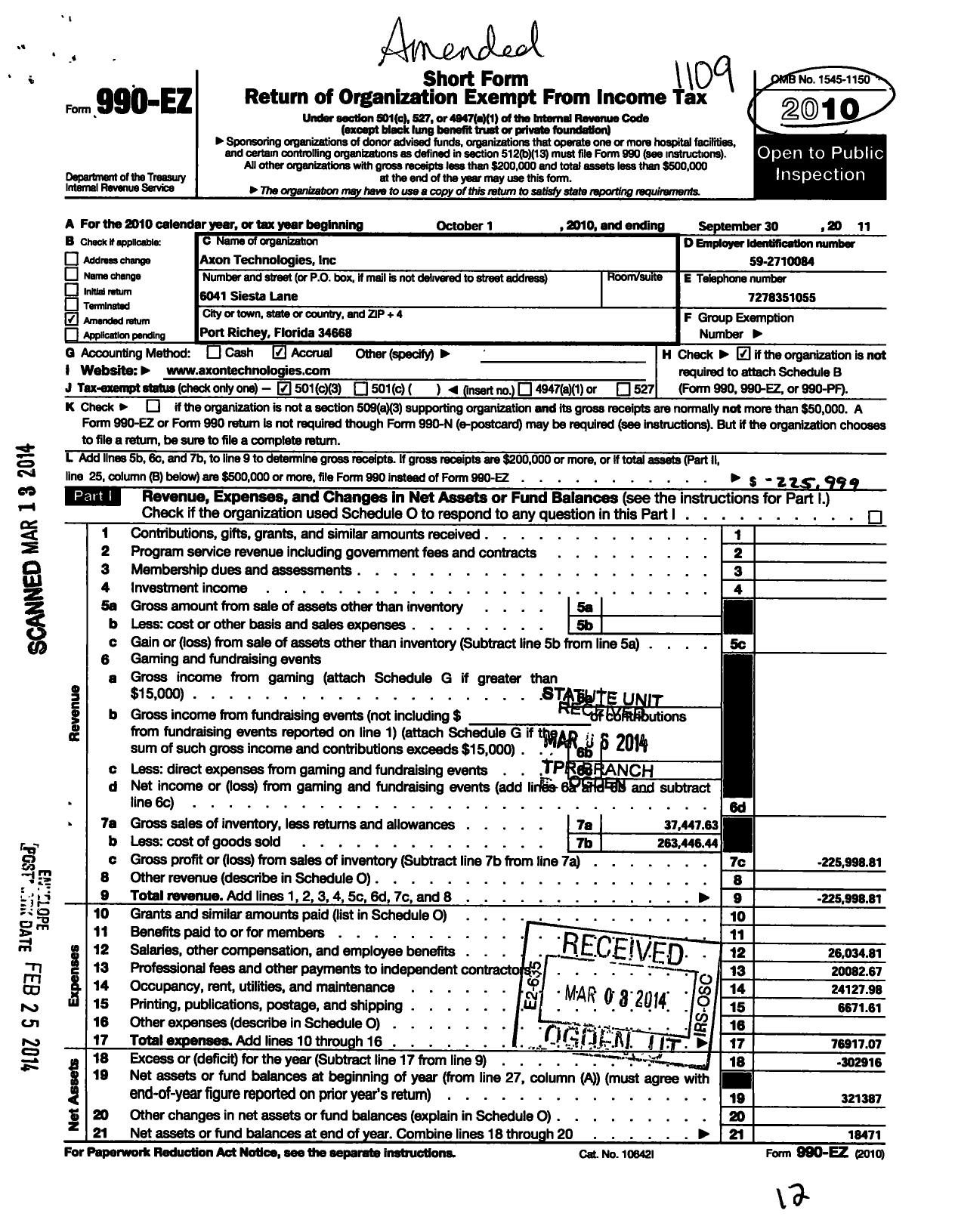 Image of first page of 2010 Form 990EZ for Kingdom Growers