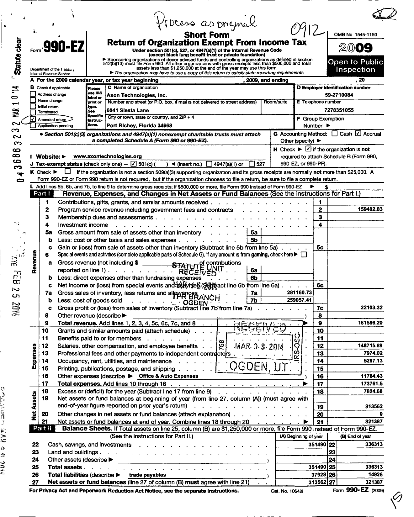 Image of first page of 2009 Form 990EO for Kingdom Growers