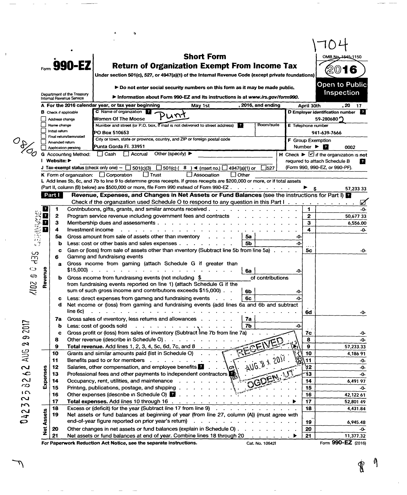 Image of first page of 2016 Form 990EO for Loyal Order of Moose - 777