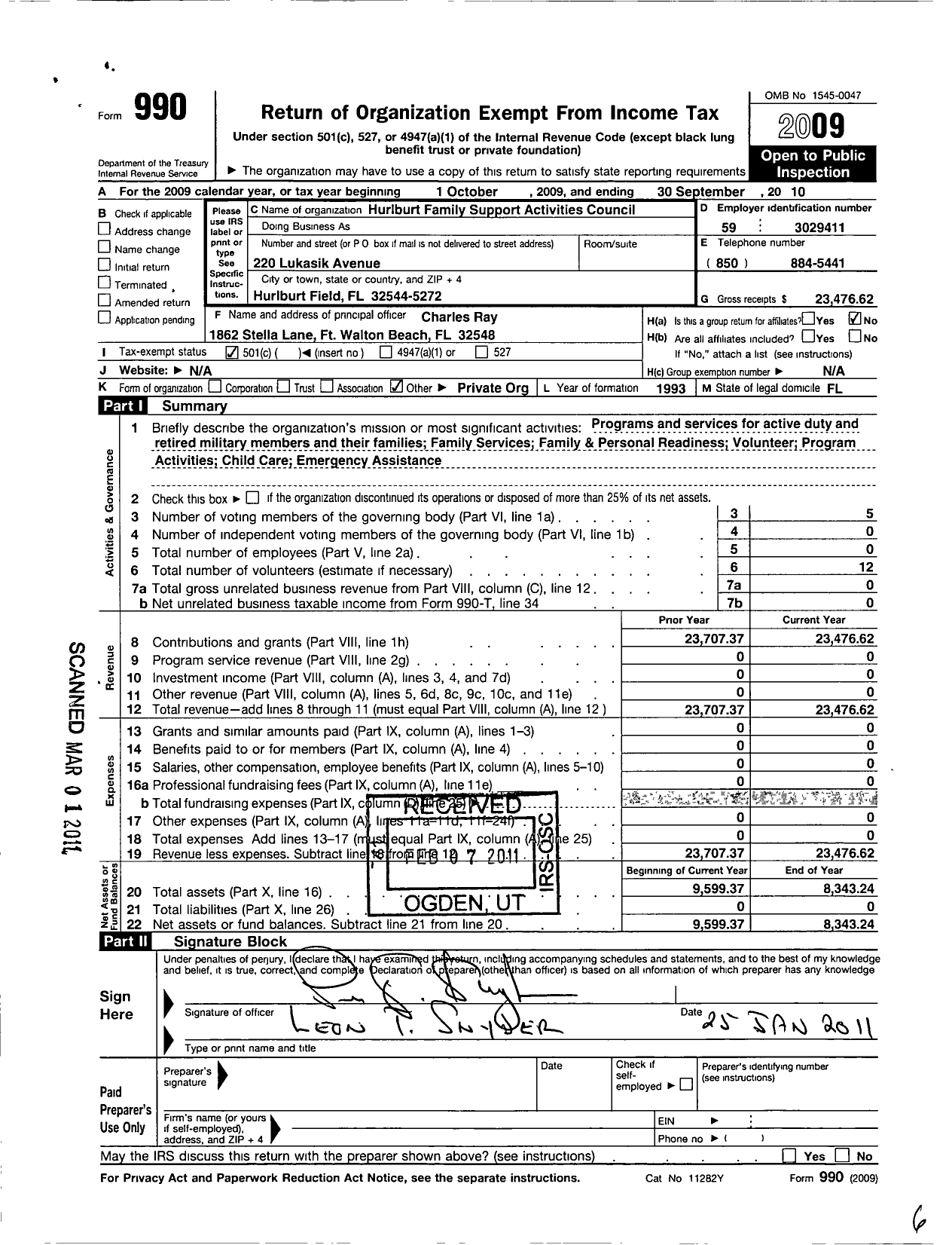 Image of first page of 2009 Form 990O for Commando Airman and Family Support Group