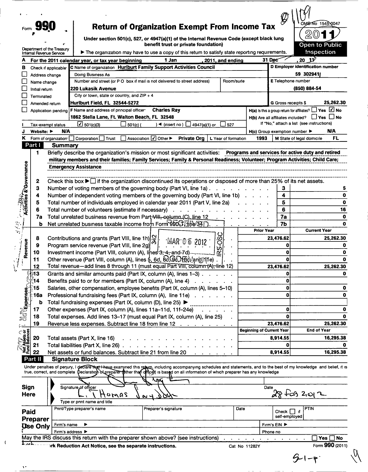 Image of first page of 2010 Form 990 for Commando Airman and Family Support Group