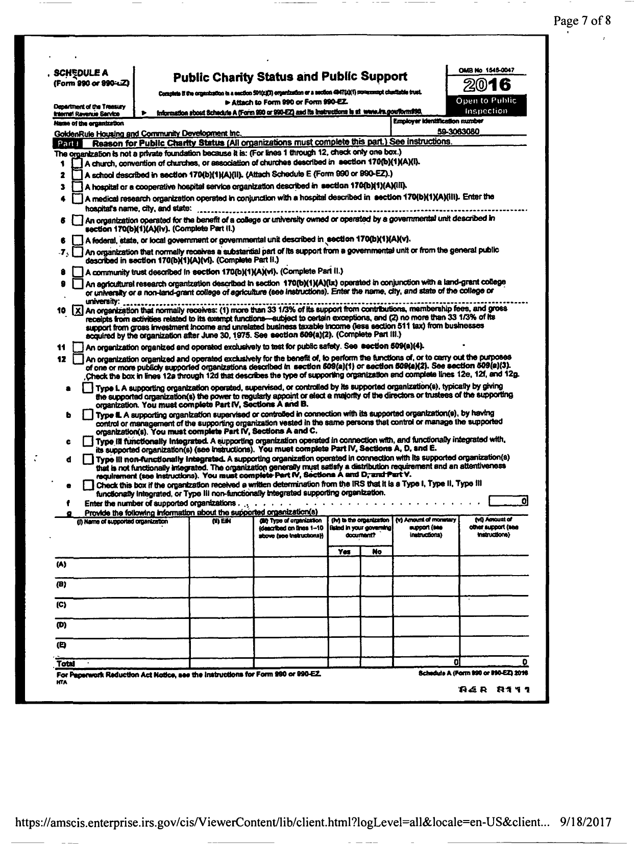 Image of first page of 2015 Form 990R for Goldenrule Housing and Community Development