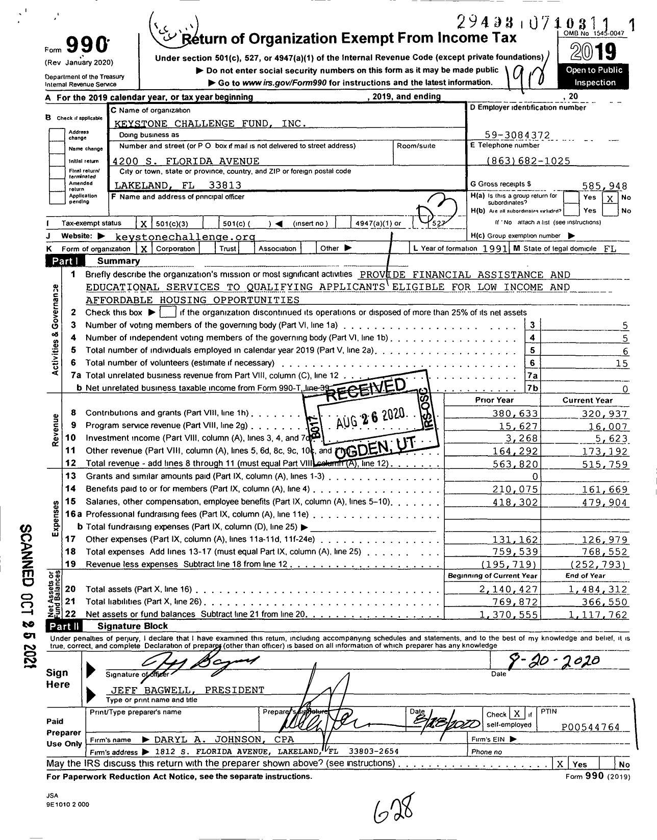 Image of first page of 2019 Form 990 for Keystone Challenge Fund