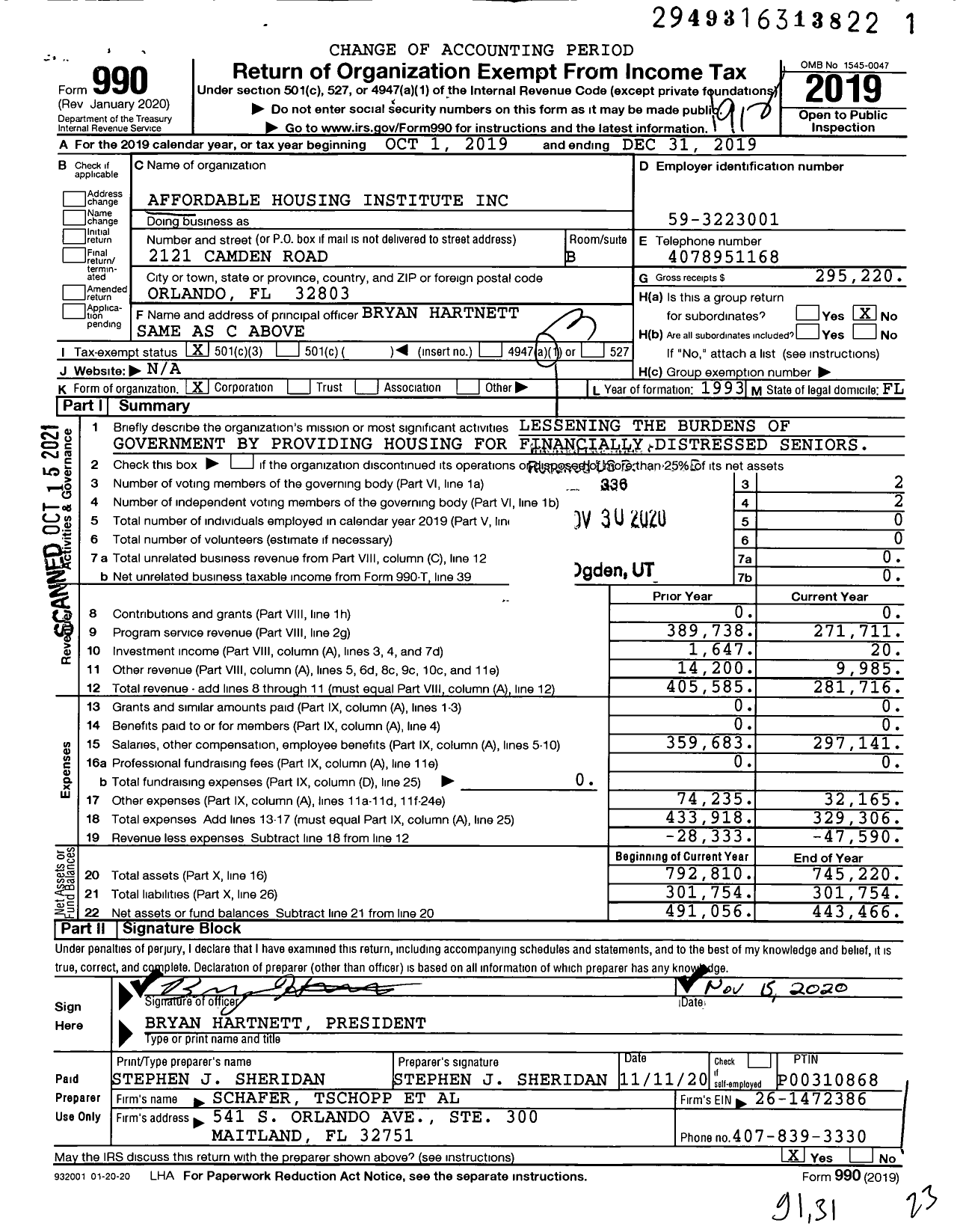 Image of first page of 2019 Form 990 for Affordable Housing Institute