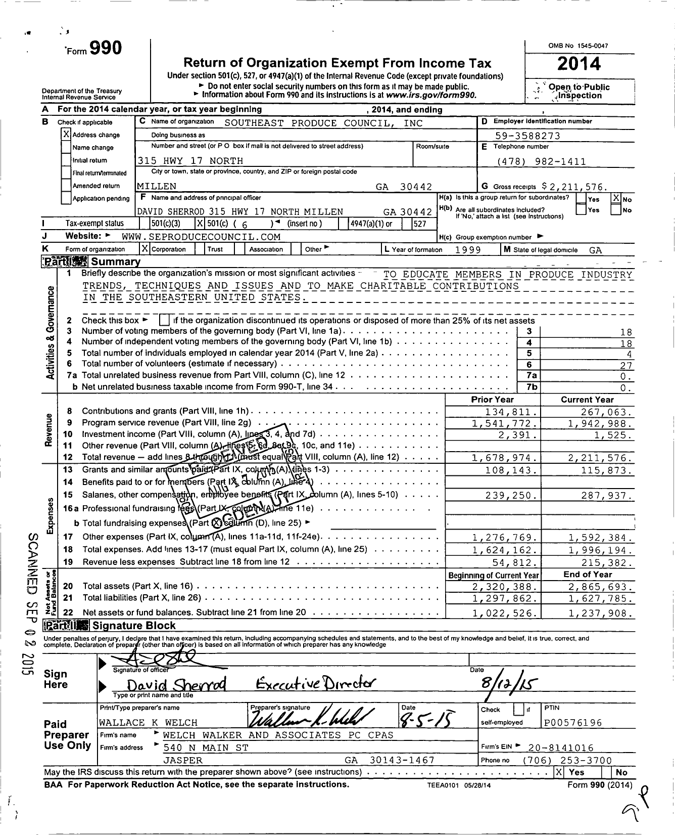 Image of first page of 2014 Form 990O for SouthEast Produce Council (SEPC)