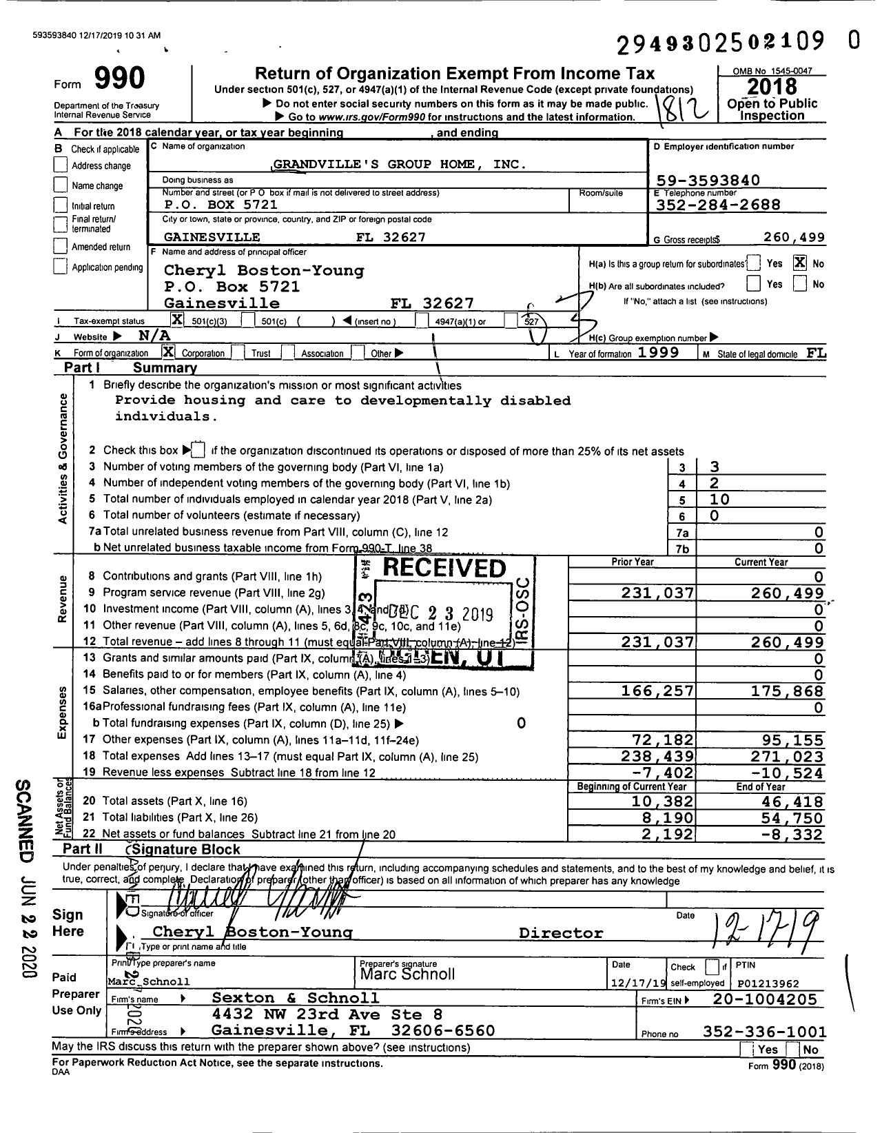 Image of first page of 2018 Form 990 for Grandville's Group Home