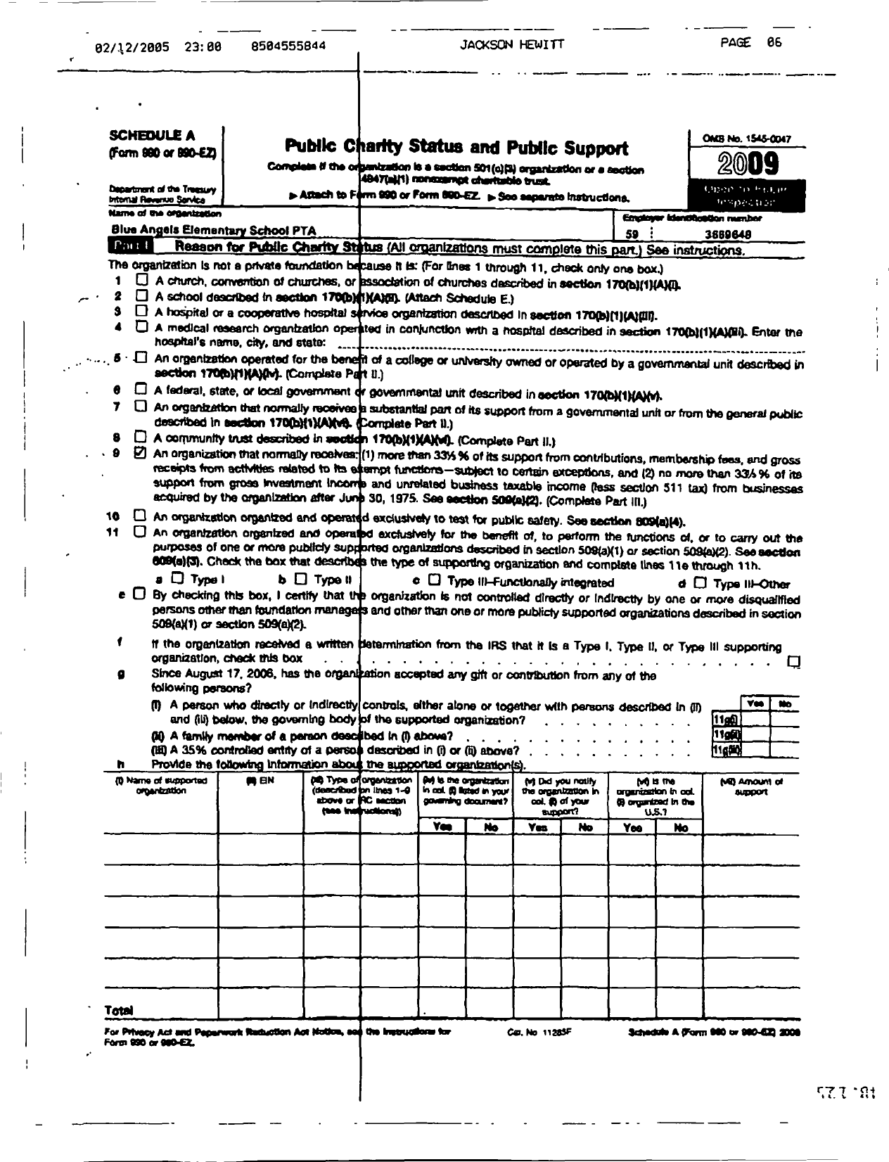 Image of first page of 2008 Form 990ER for PTA Florida Congress - Blue Angels Elementary School PTA