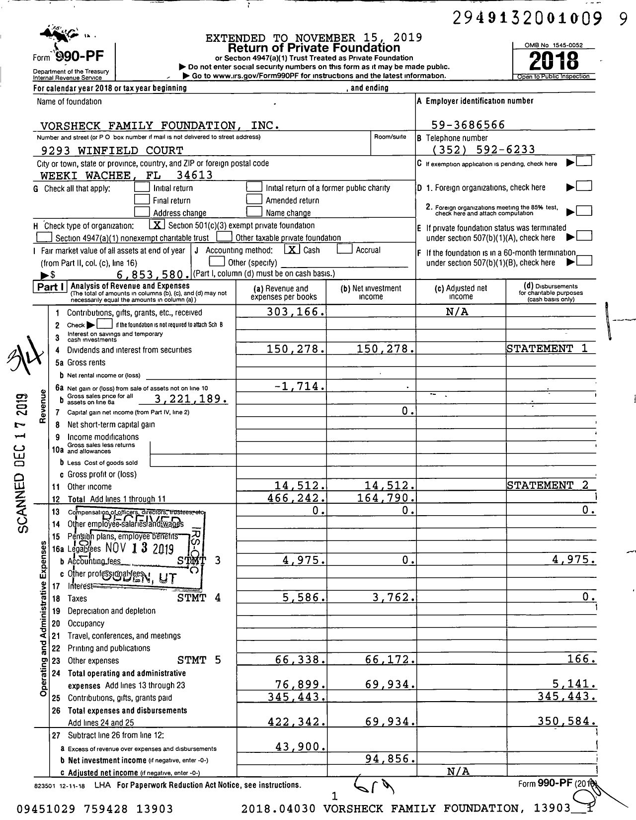 Image of first page of 2018 Form 990PF for VORSHECK FAMILY FOUndATION