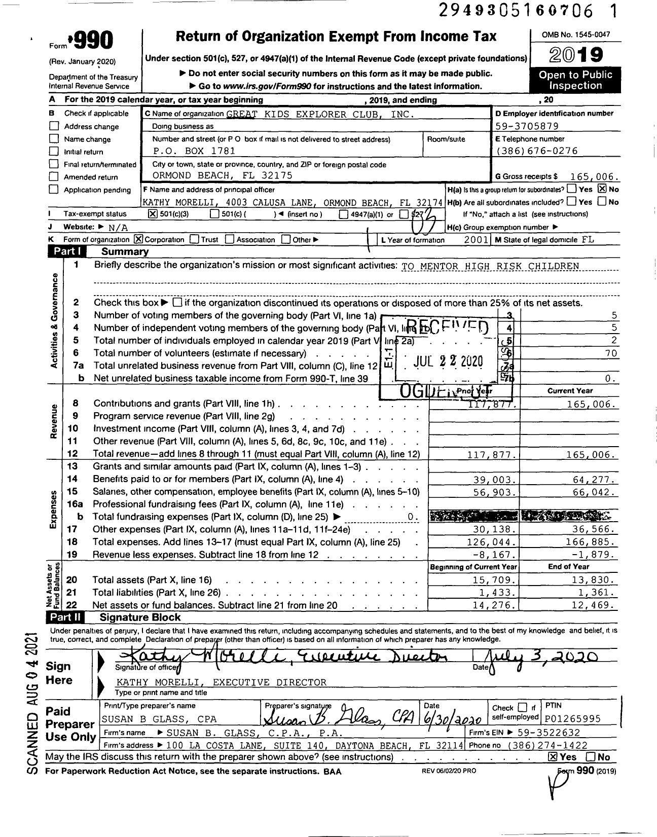 Image of first page of 2019 Form 990 for Great Kids Explorer Club