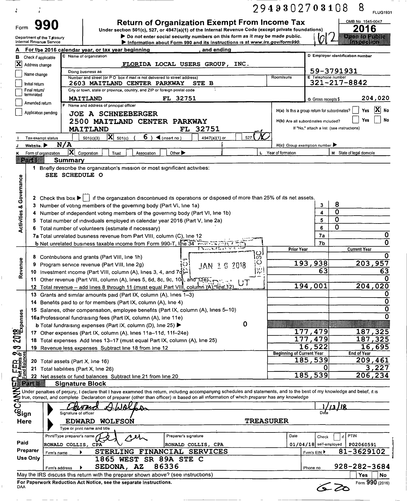 Image of first page of 2016 Form 990O for Florida Local Users Group