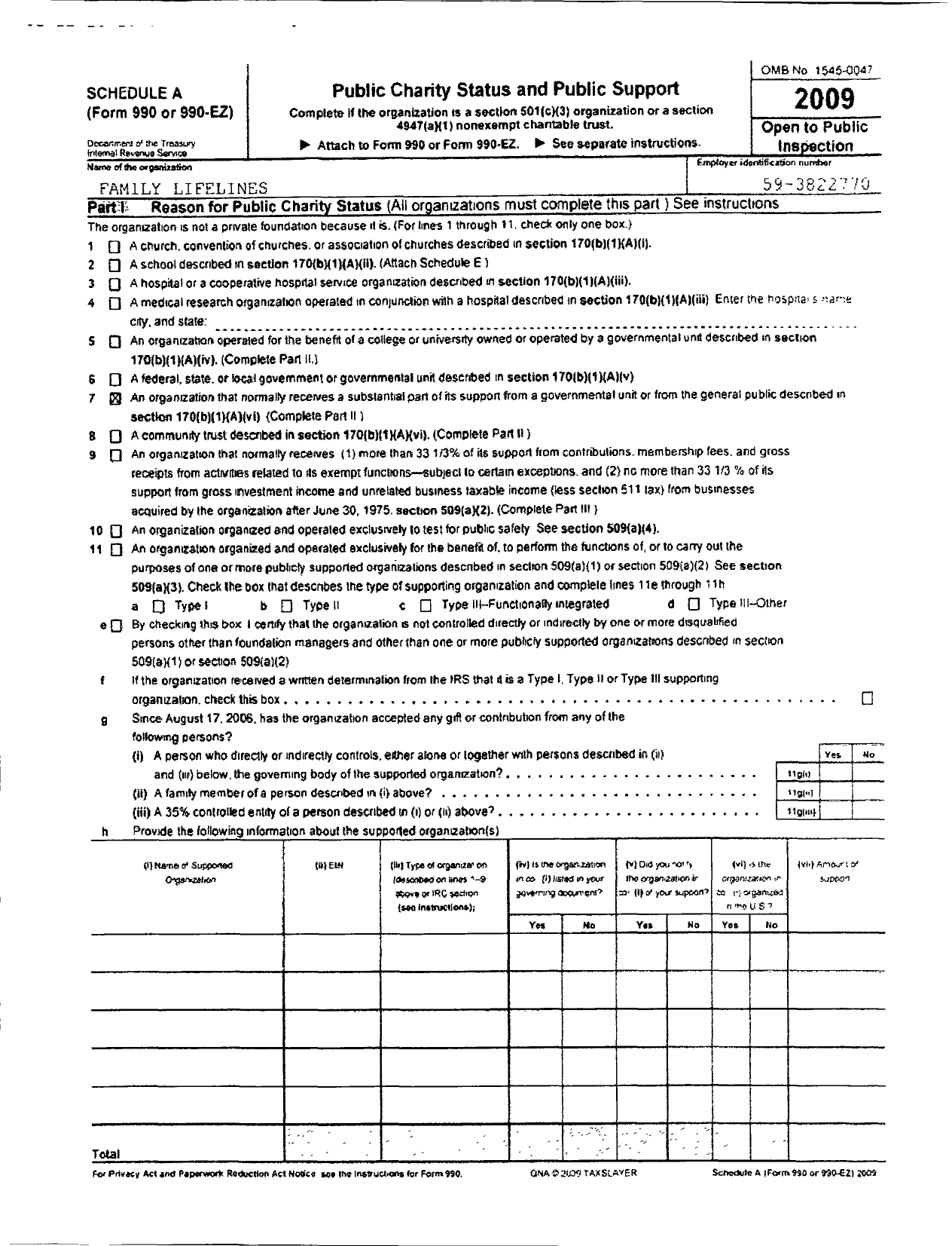 Image of first page of 2009 Form 990ER for Family Lifelines