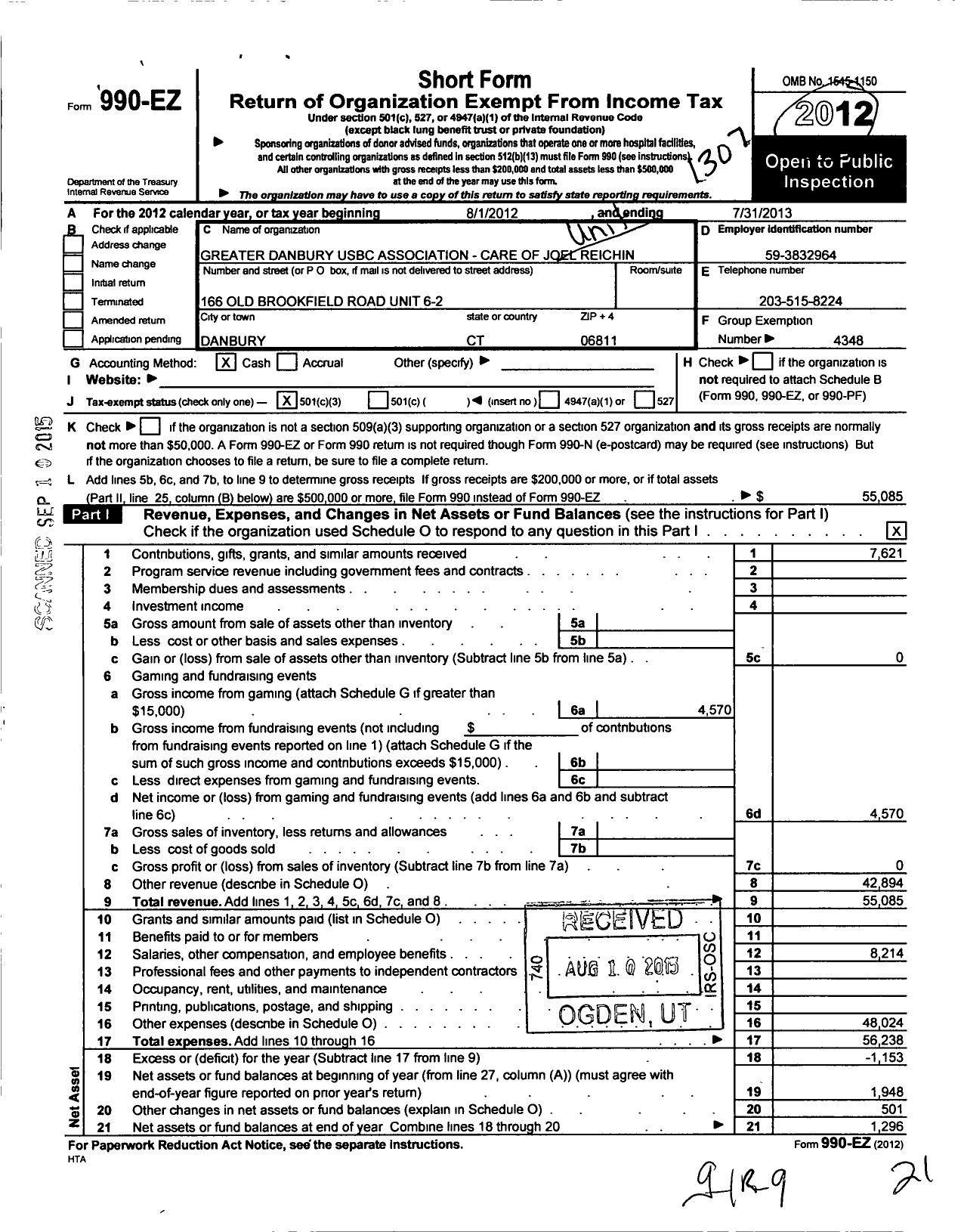 Image of first page of 2012 Form 990EZ for United States Bowling Congress