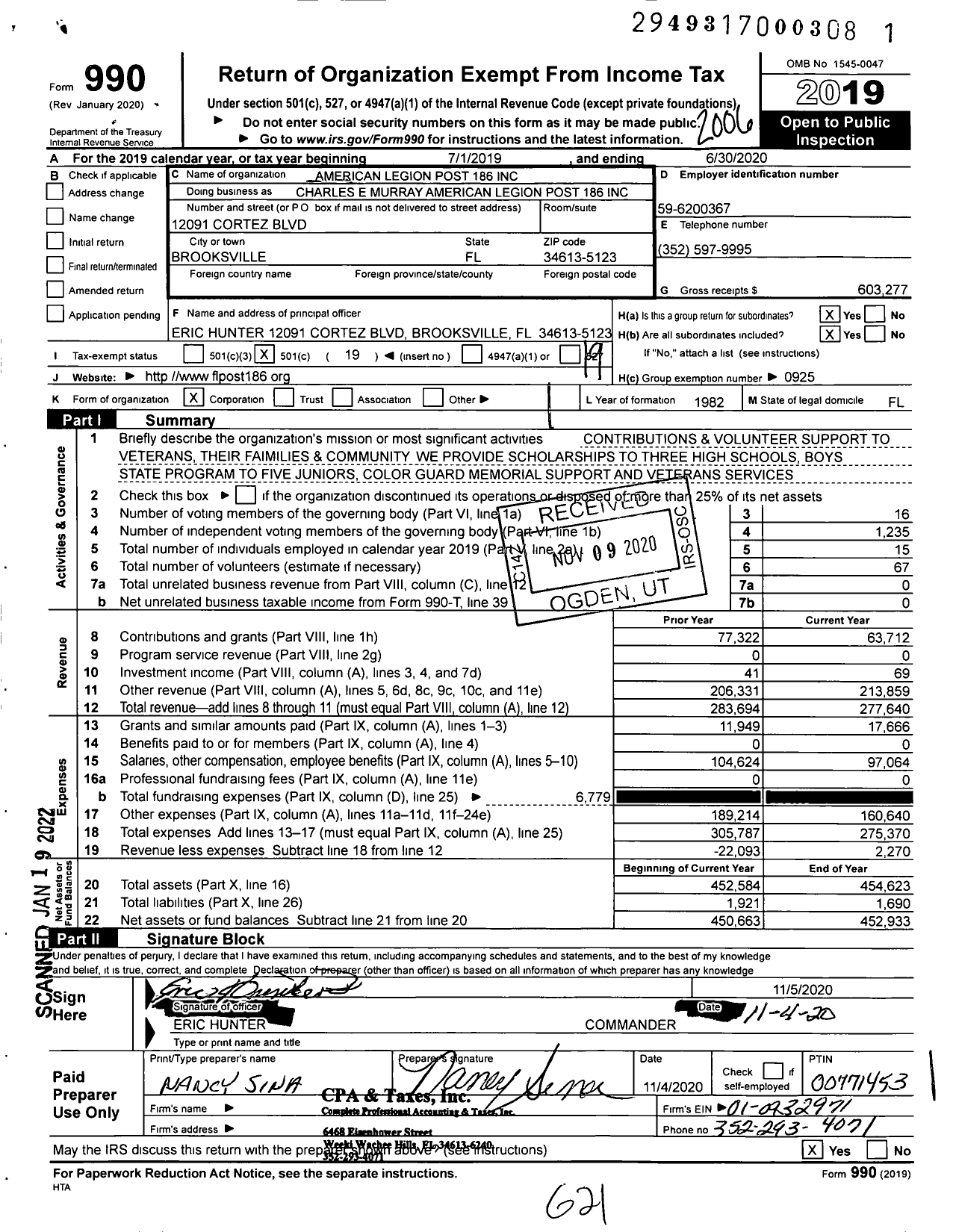 Image of first page of 2019 Form 990O for American Legion - Charles E Murray American Legi