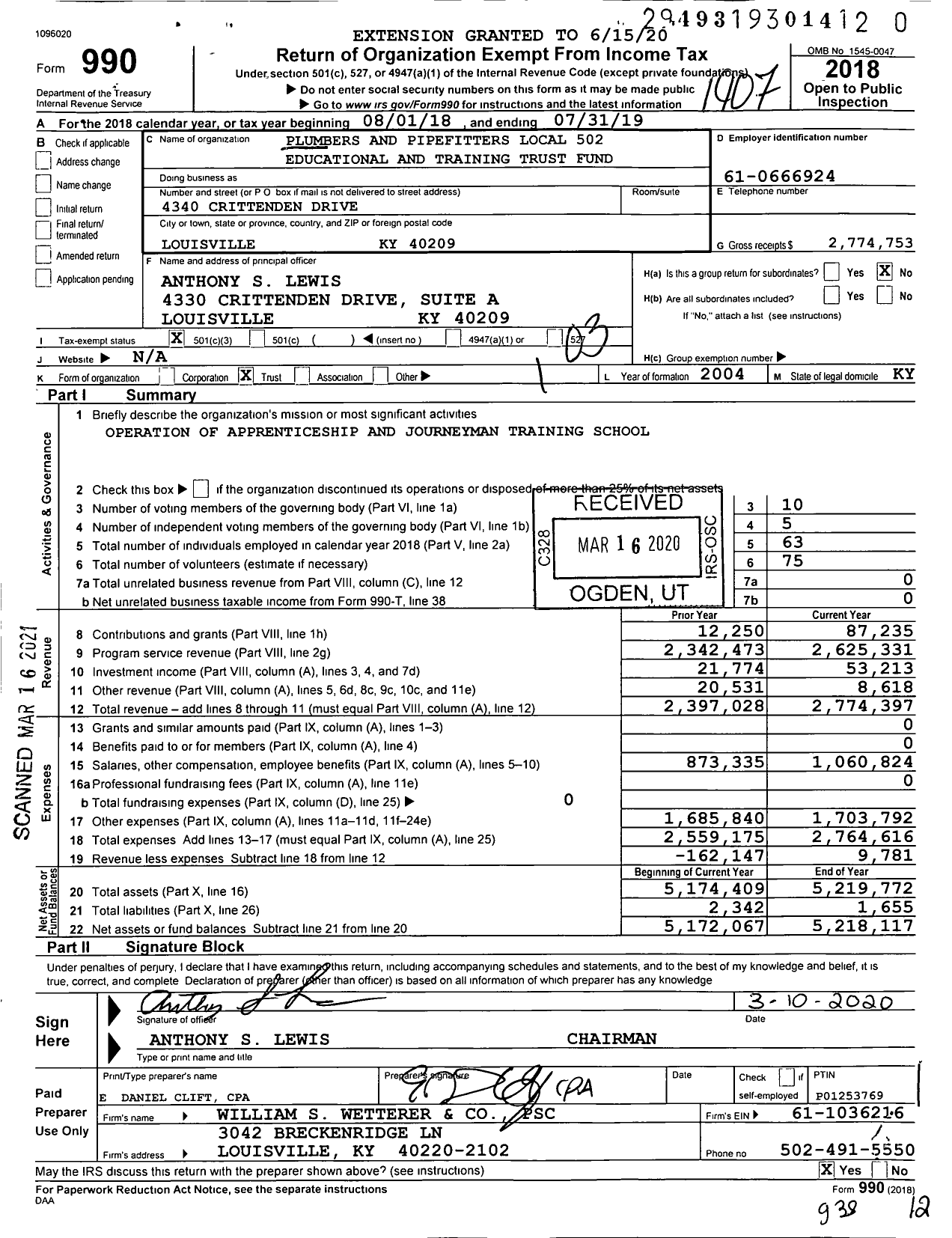 Image of first page of 2018 Form 990 for Joint Education and Training Fund