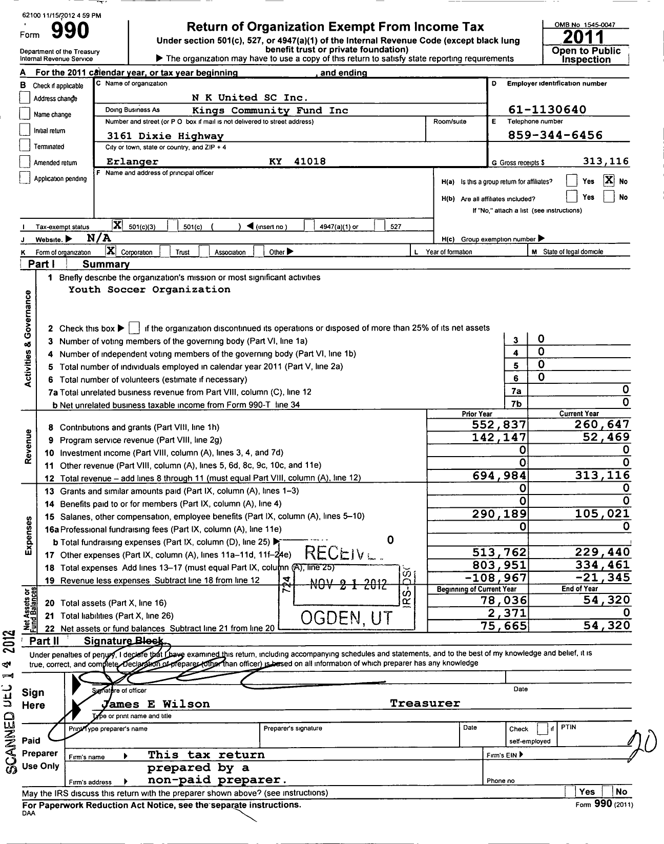 Image of first page of 2011 Form 990 for Sword and Shield Fund