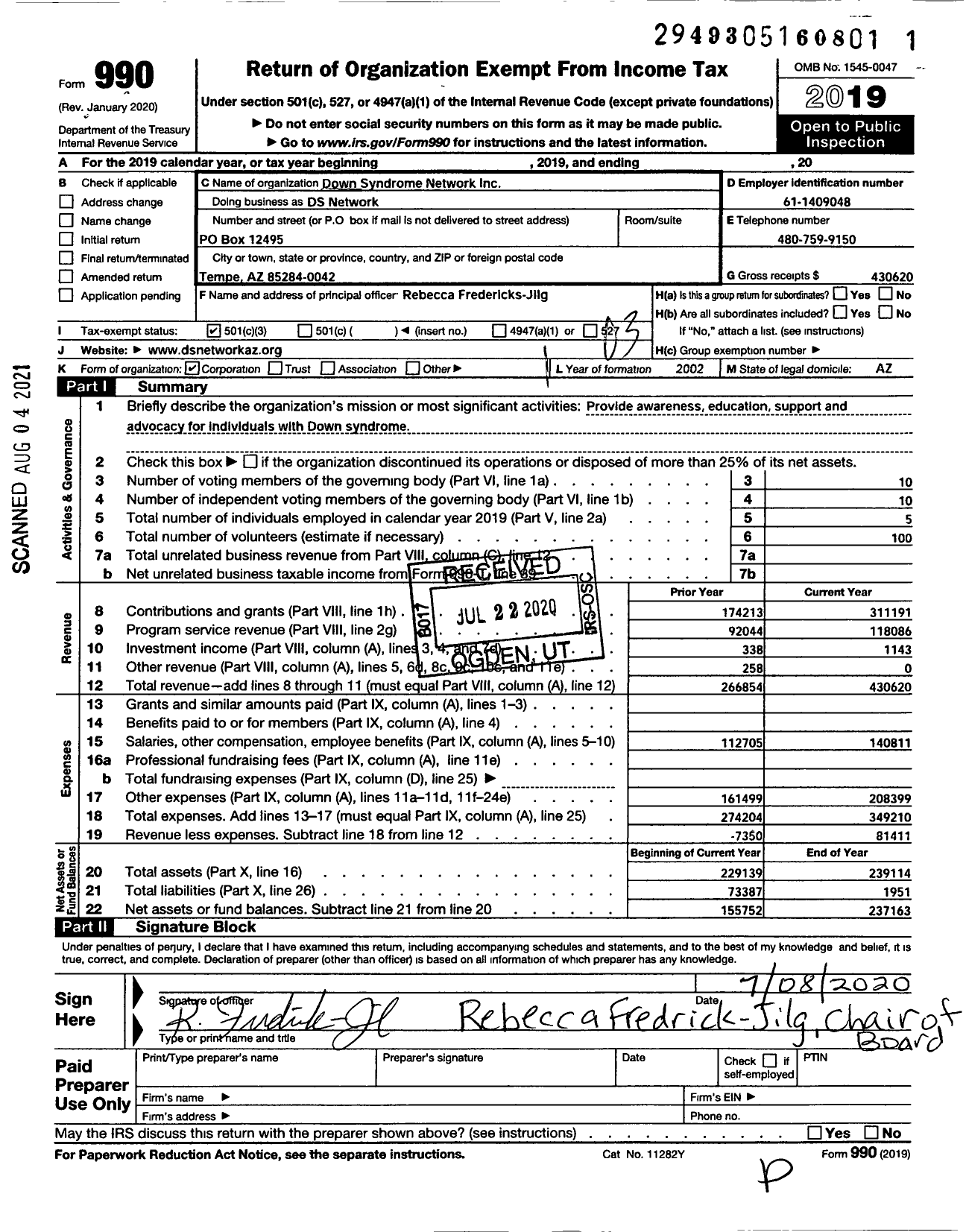 Image of first page of 2019 Form 990 for DSNetwork