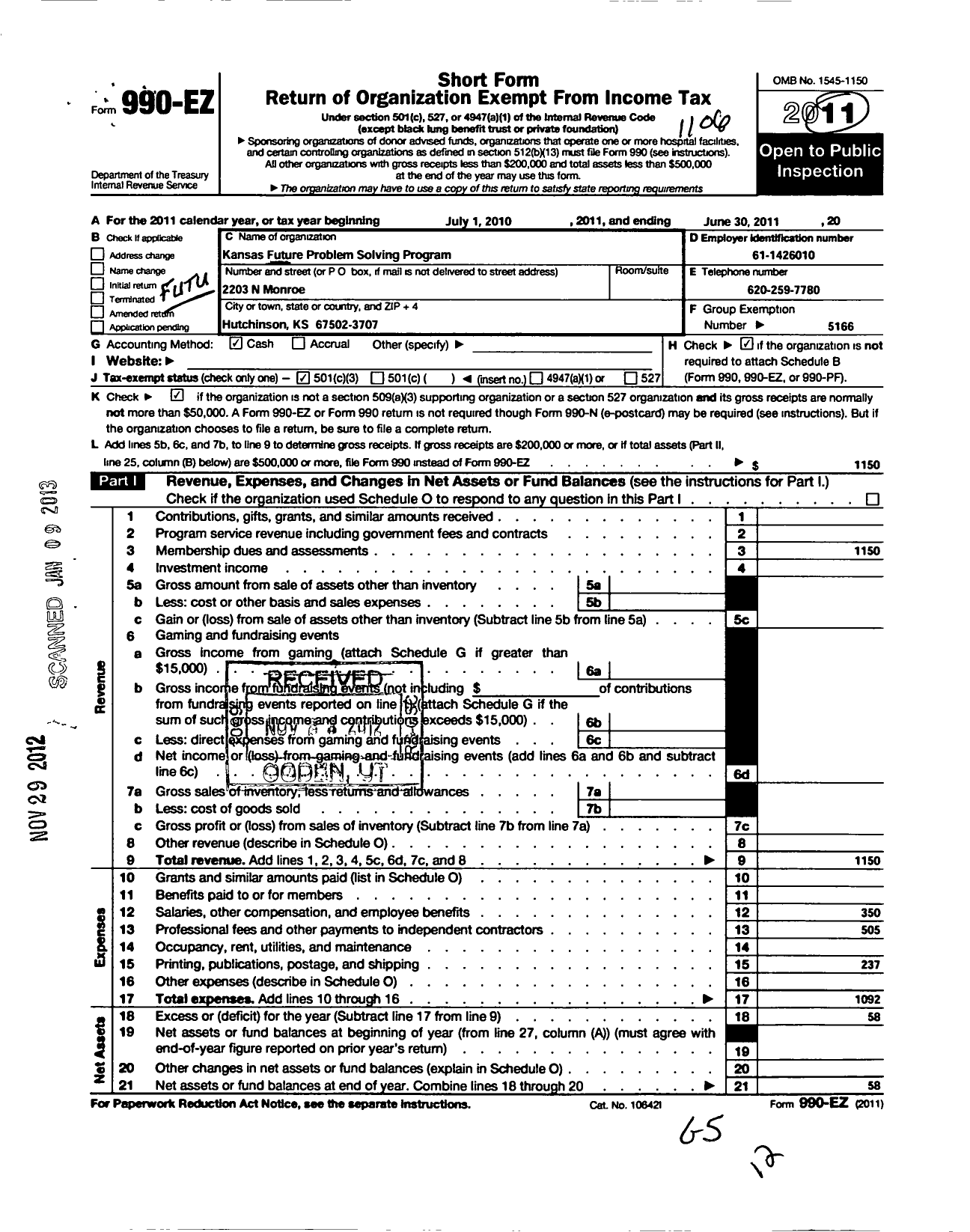 Image of first page of 2010 Form 990EZ for Future Problem Solving Program International Incsgri Update