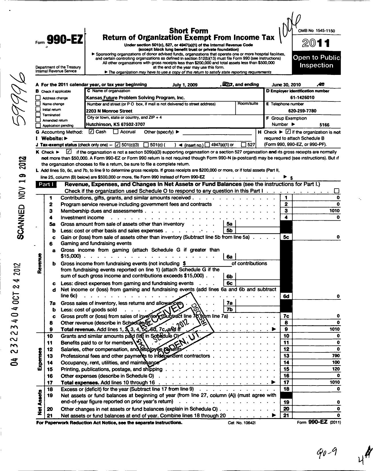 Image of first page of 2009 Form 990EZ for Future Problem Solving Program International Incsgri Update