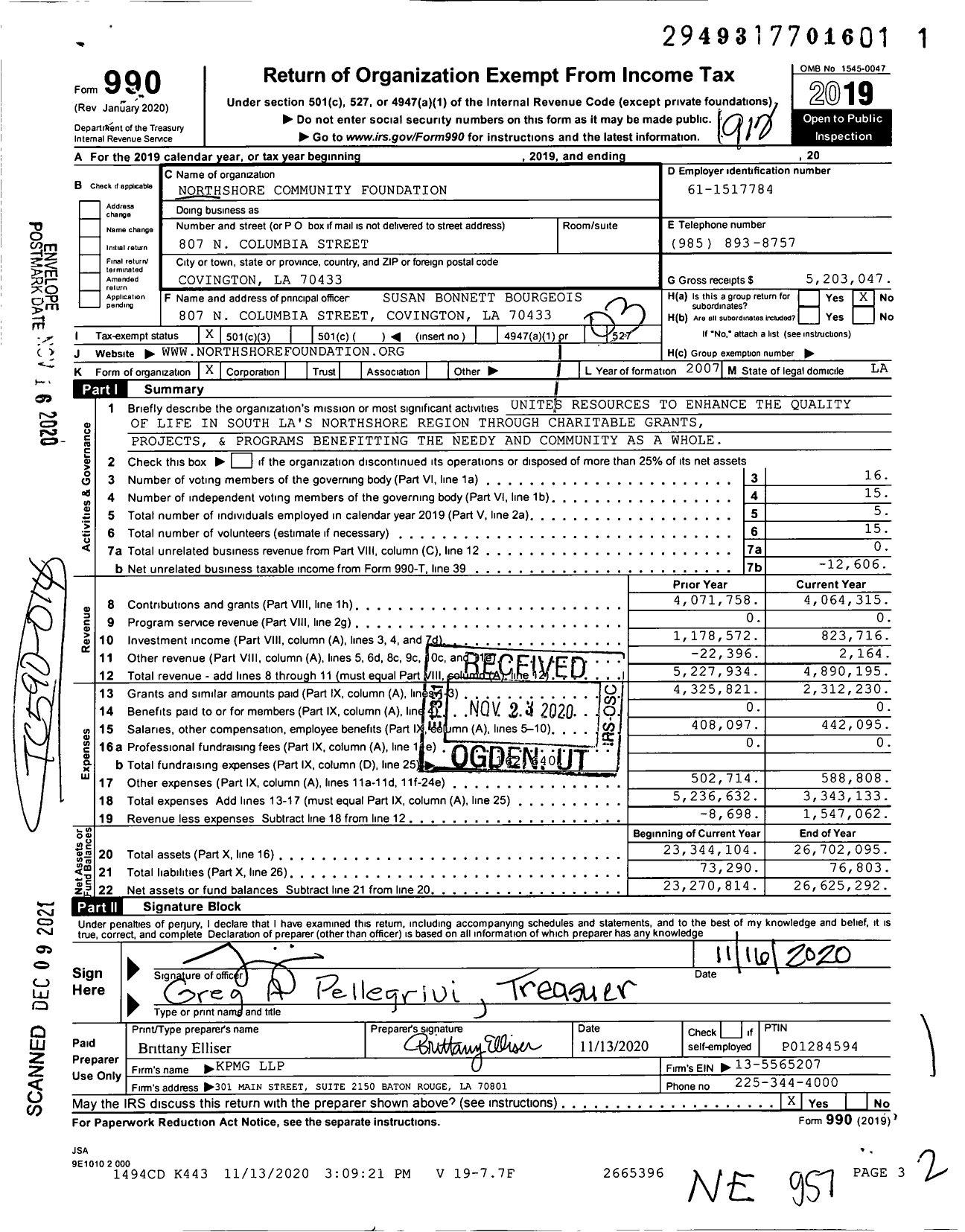 Image of first page of 2019 Form 990 for Northshore Community Foundation (NCF)