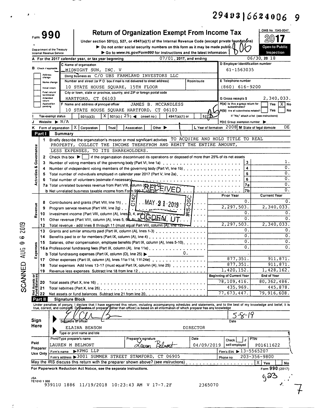 Image of first page of 2017 Form 990O for Midnight Sun V