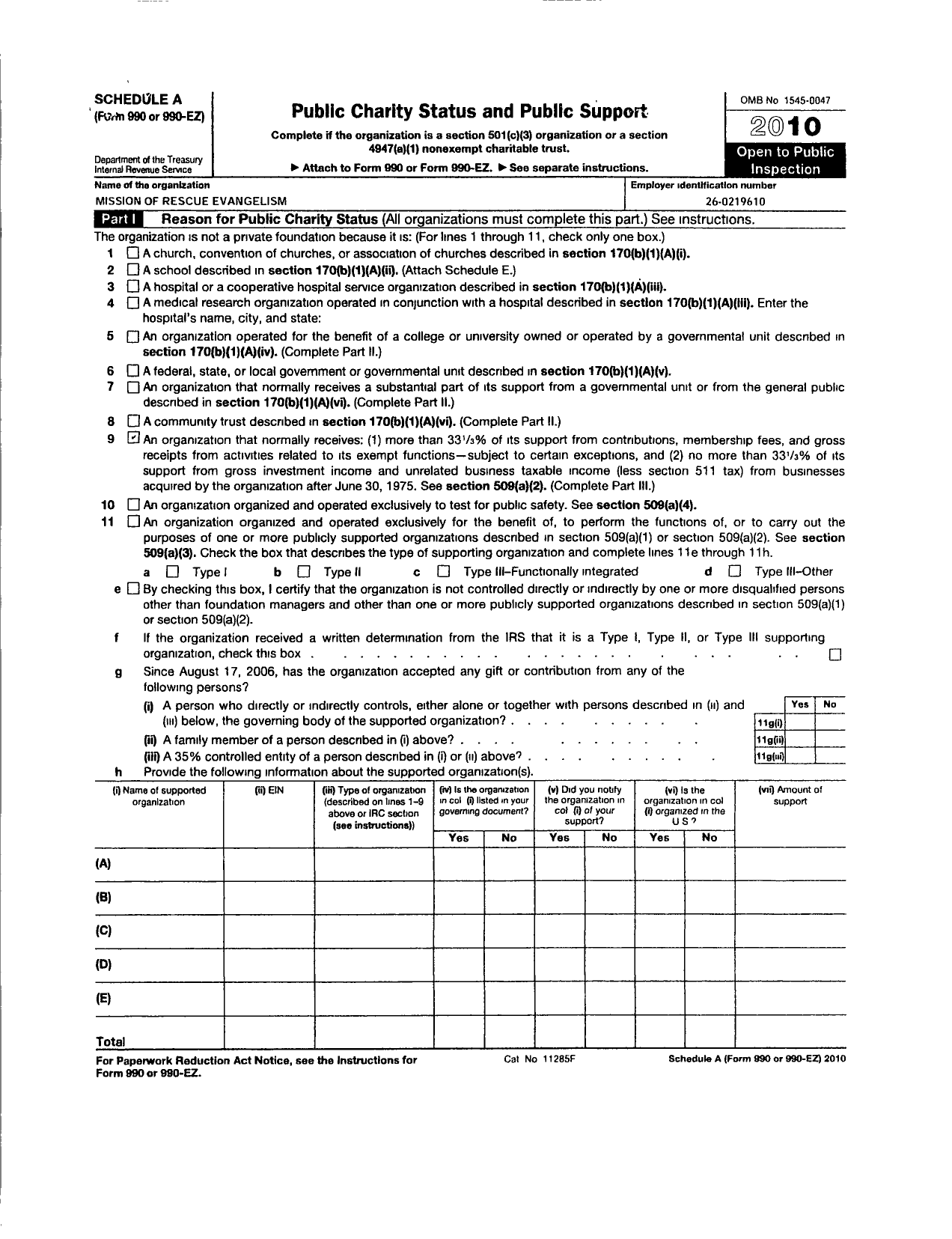 Image of first page of 2010 Form 990ER for Custer County Transitions