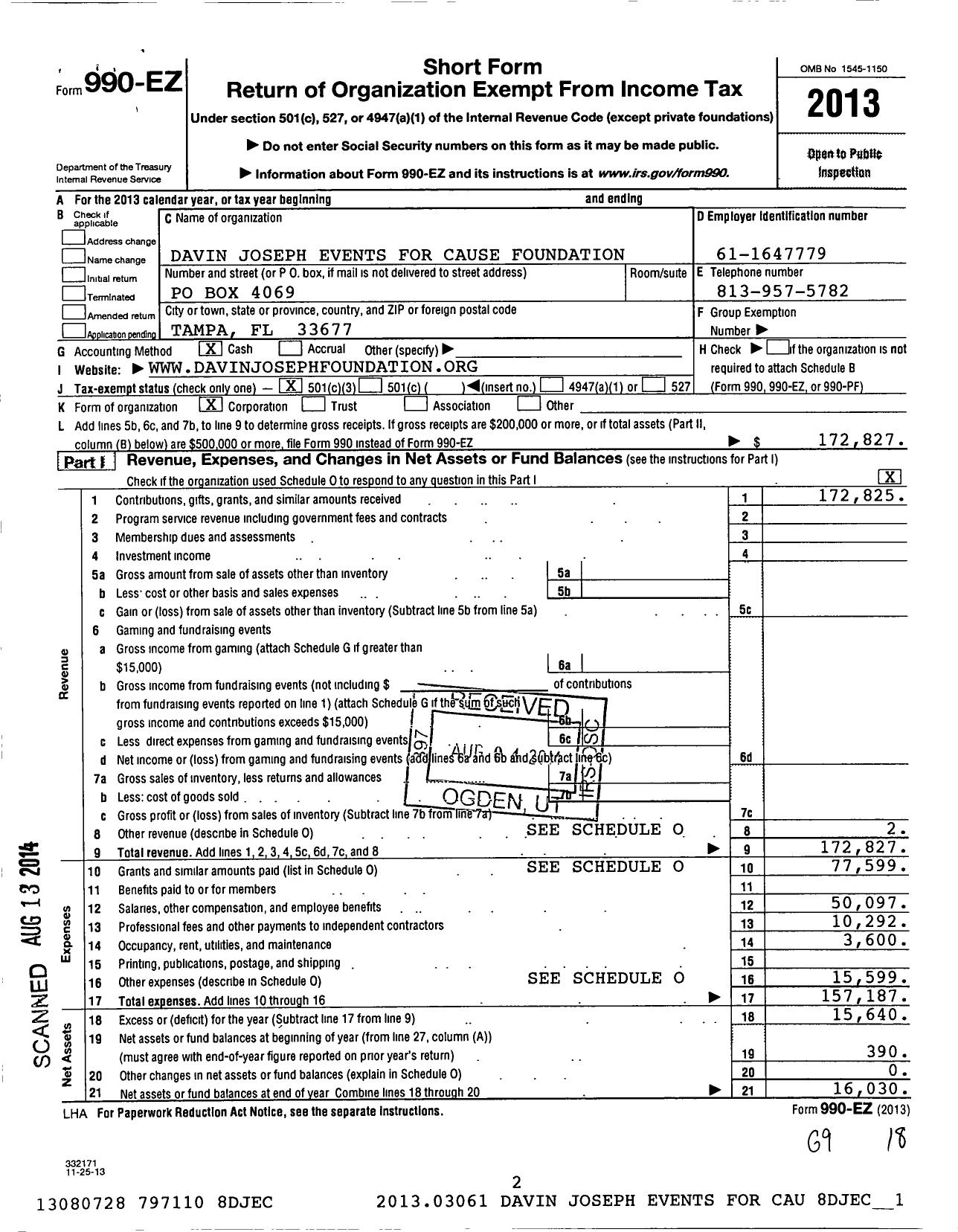 Image of first page of 2013 Form 990EZ for Davins Dream Team