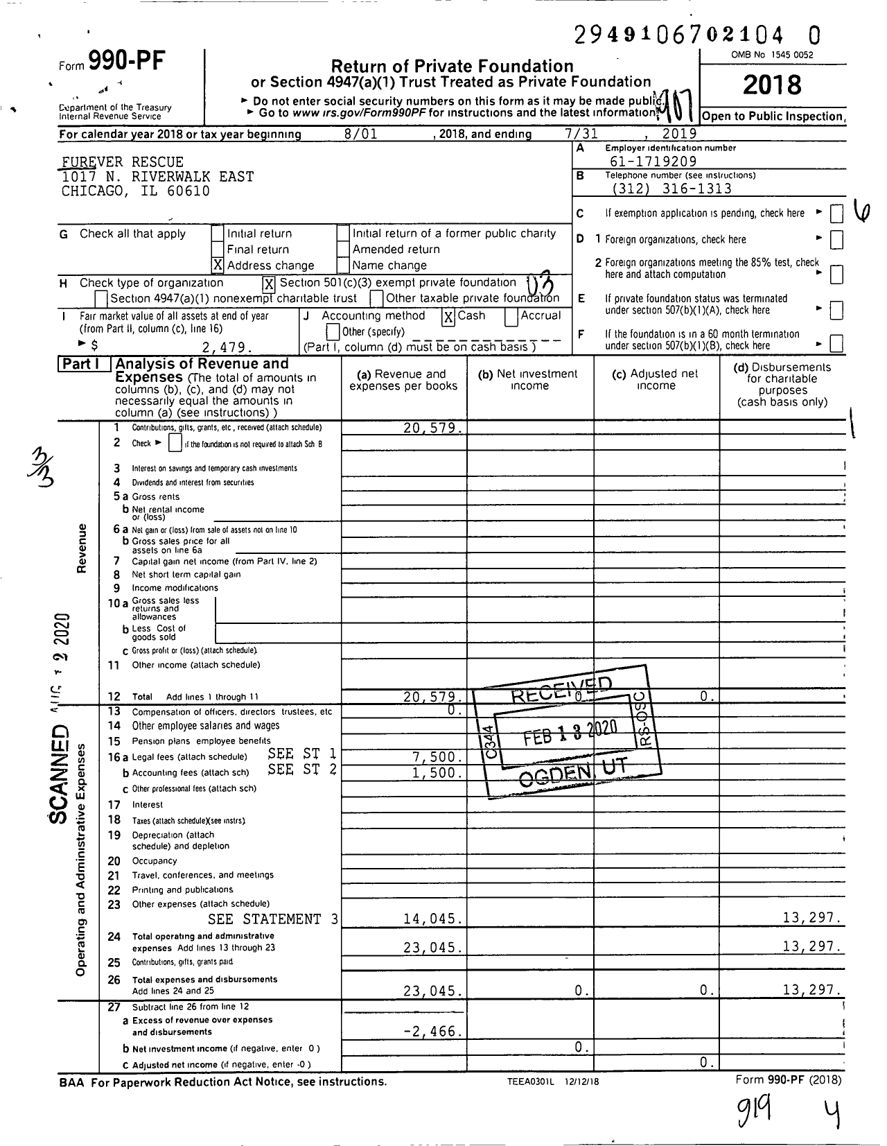 Image of first page of 2018 Form 990PR for Furever Rescue