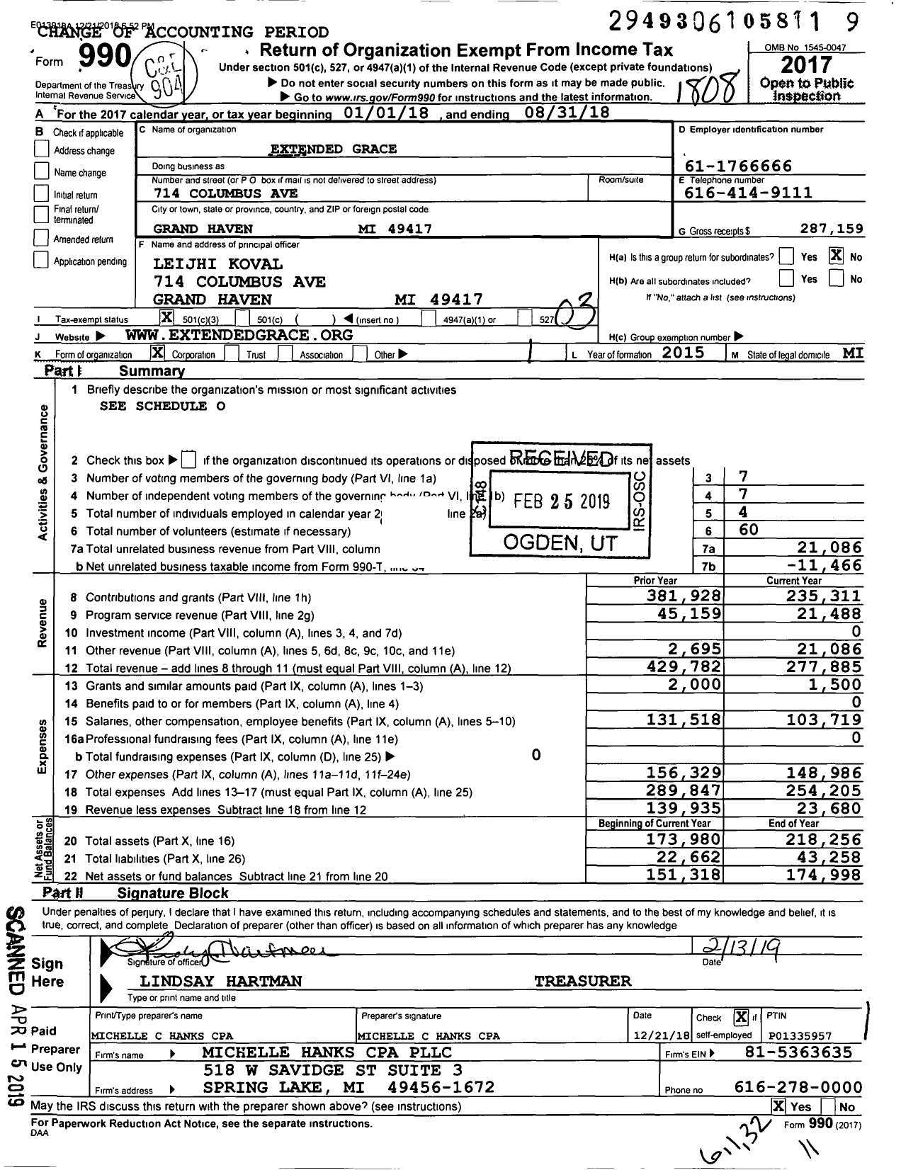 Image of first page of 2017 Form 990 for Momentum Center