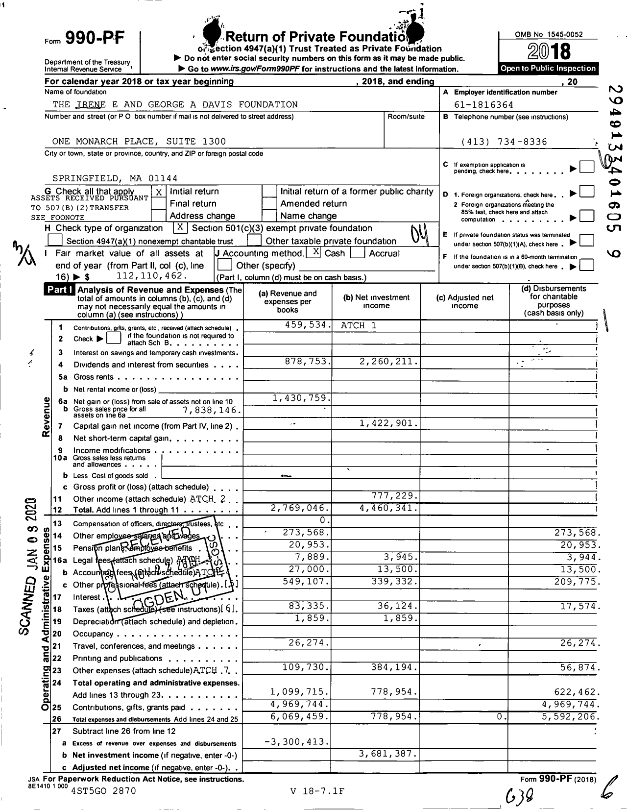 Image of first page of 2018 Form 990PF for The Irene E and George A Davis Foundation