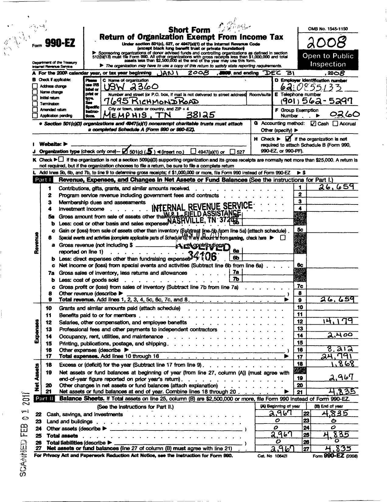 Image of first page of 2008 Form 990EO for United Steelworkers - Local 9-2360