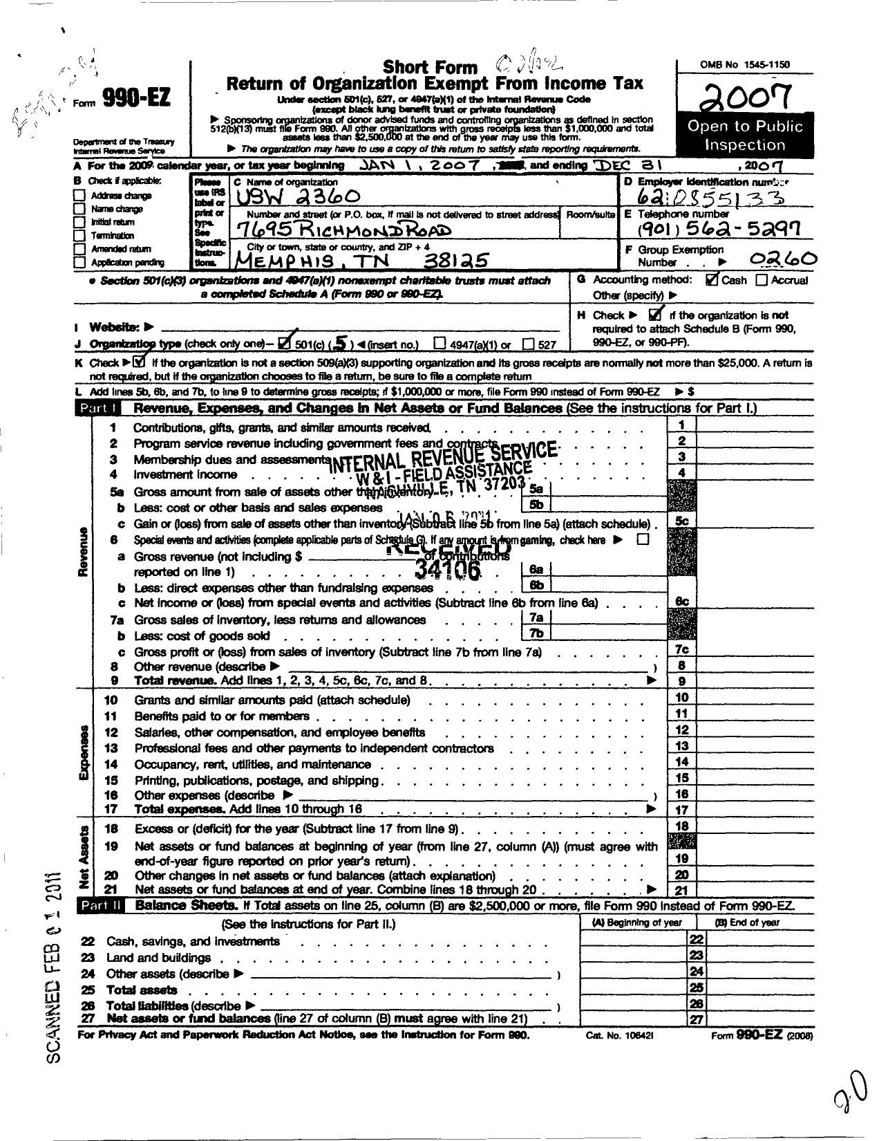 Image of first page of 2007 Form 990EO for United Steelworkers - Local 9-2360